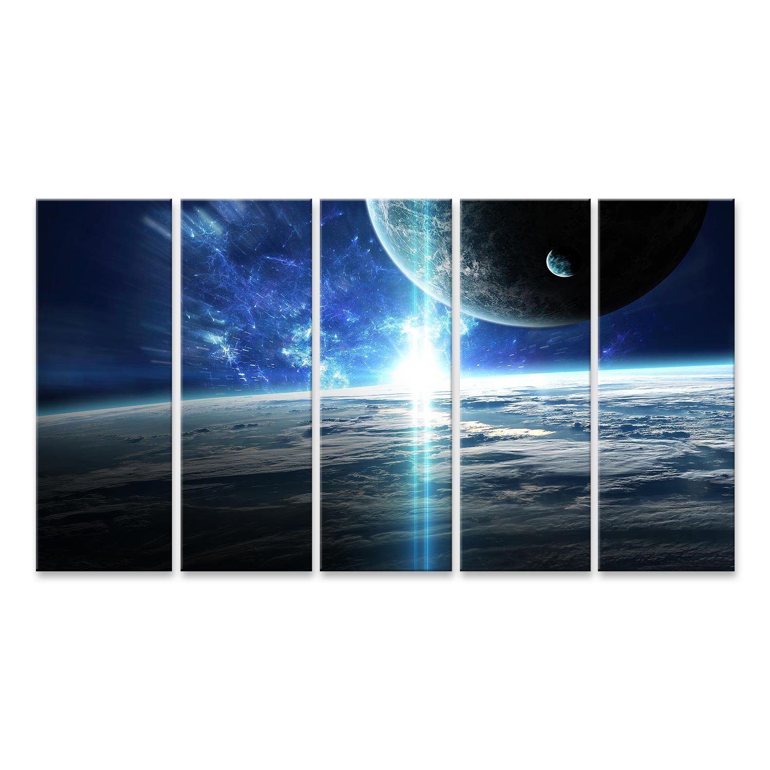 islandburner Leinwandbild Bild auf Leinwand Universum Szene mit Planeten Sterne und Galaxien Rau
