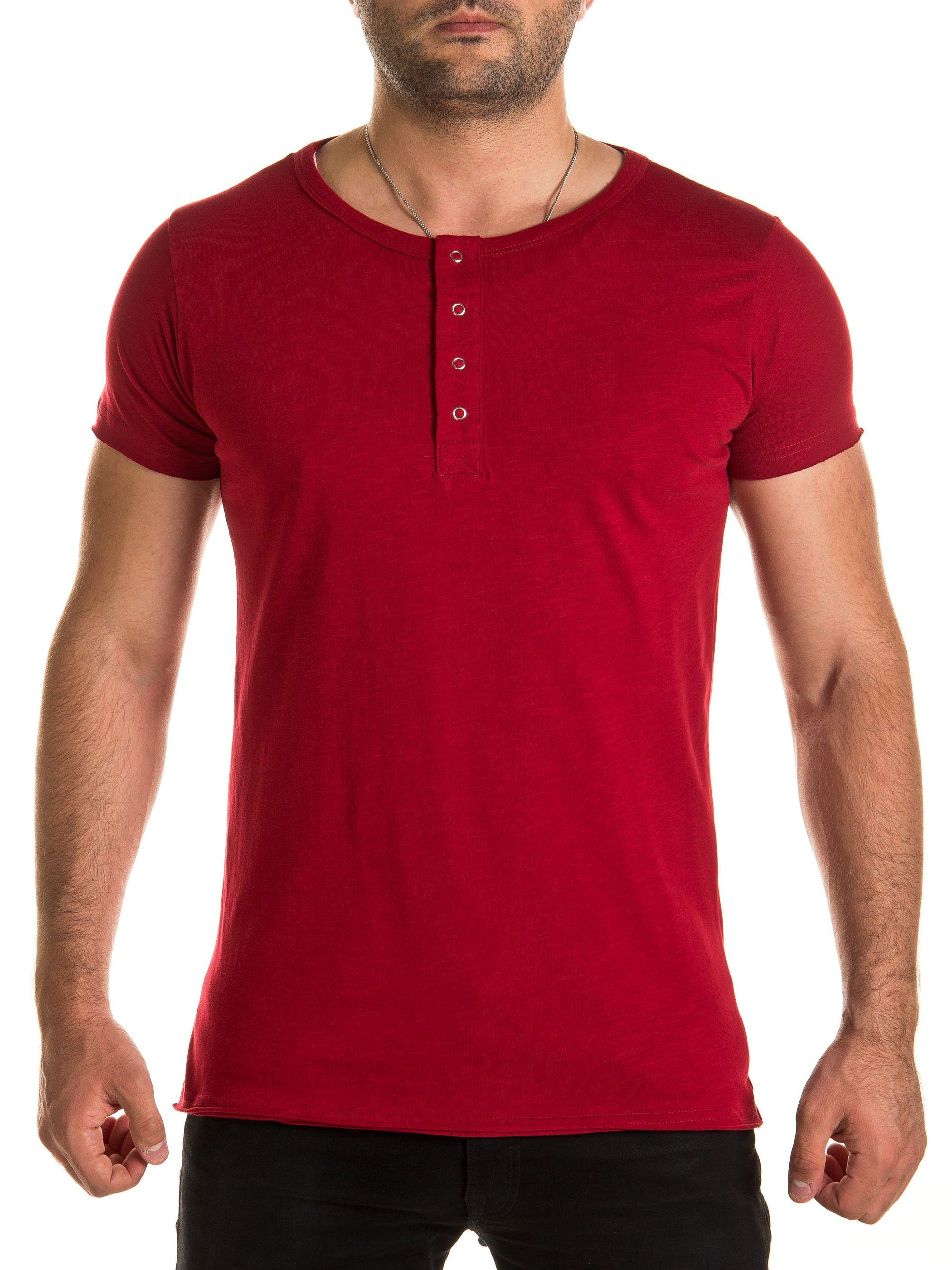 WOTEGA T-Shirt V-Neck Double Layer T-Shirt Pete (Packung) V-Neck Double Layer T-Shirt Pete Rot (biking red 190511)