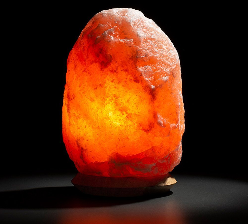 Schlafwelt Salzkristall-Tischlampe Handgefertigt kg orange H: ca.18 Unikat, jeder Warmweiß, ein Sari, ca.2-3 - cm, wechselbar, Leuchtmittel Stein
