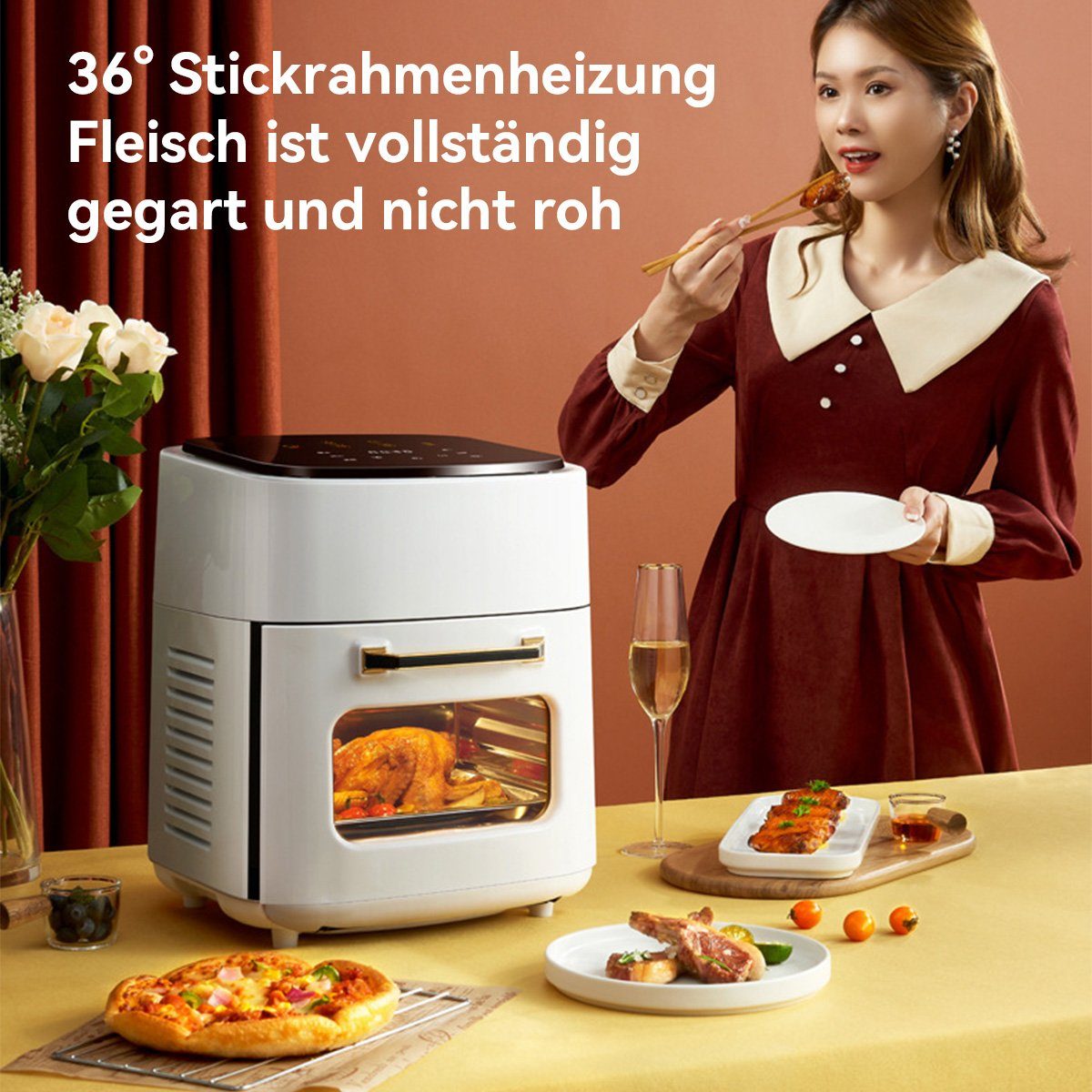 DOPWii Heißluftfritteuse Luftfritteuse,15L Air fryer W Weiss 1400,00 Fritteuse,Heißluft-ofen,Edelstahl,1400W