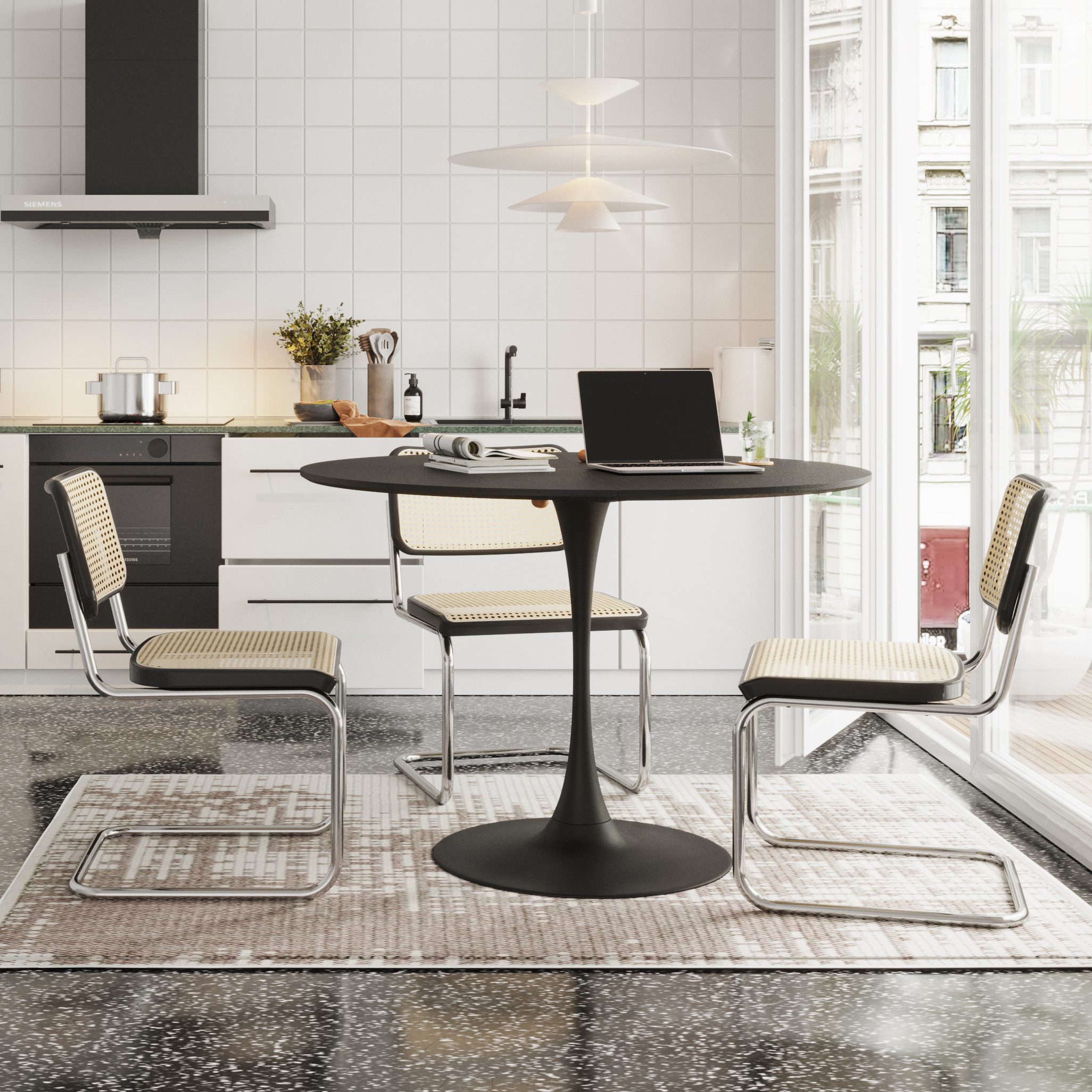 HAUSS SPOLE Esstisch 120cm Couchtisch Gartentisch Balkontisch mit Strukturo günstig online kaufen