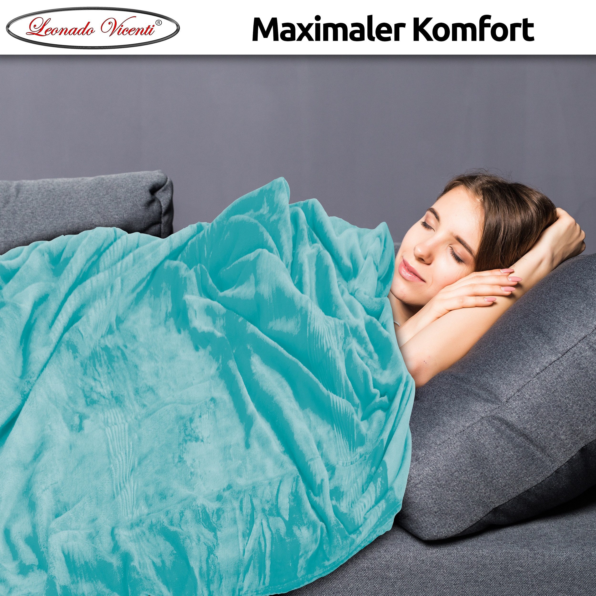 Wohndecke kuschelig warm, 2er Pack 150x200, Leonado Vicenti, Kuscheldecke flauschig weich, Einfarbig,2er Set – Bild 4 von 5