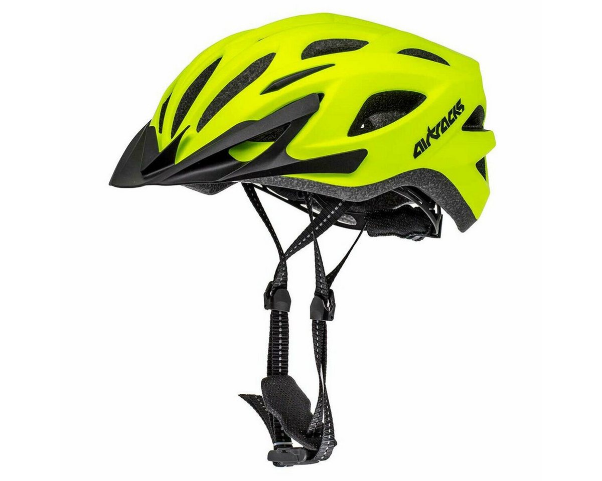 Airtracks Fahrradhelm Fahrradhelm Savage S/M (53-58cm), L/XL (58-63cm) (KJ-201 für Herren und Damen - EPS Körper), + IN MOULD / Neon Weiß Schwarz Matt