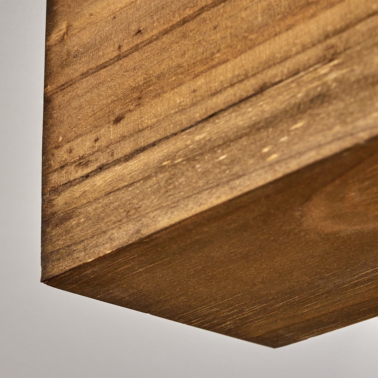 hofstein Deckenleuchte »Crova« längliche Deckenlampe aus Metall/Holz in Schwarz/Dunkelbraun, ohne Leuchtmittel, moderne Leuchte mit Holzbalken, 3xE27
