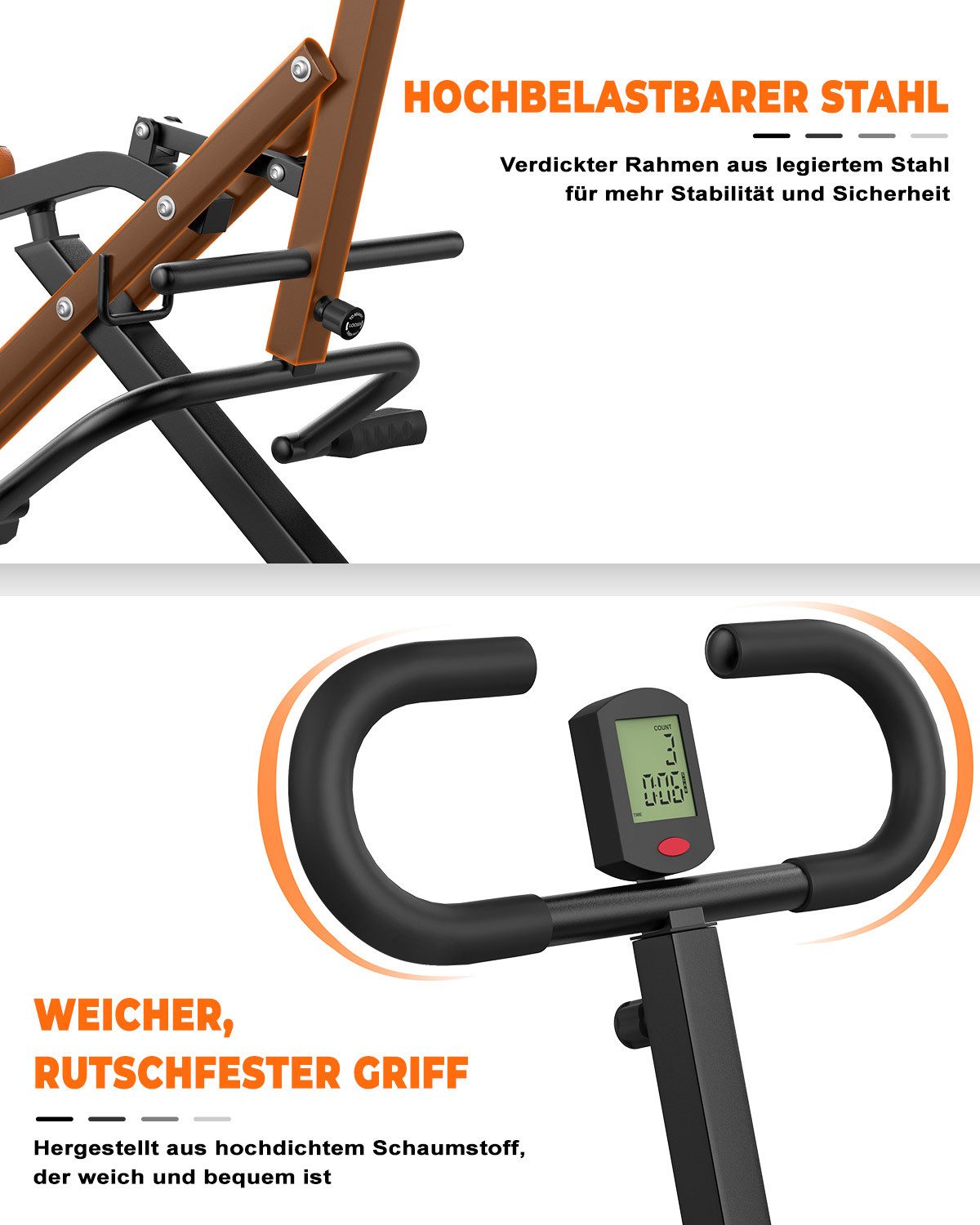 ZAISZE Bauchtrainer Fitnessgerät für Zuhause, Squat Machine, Bauchmuskeltrainer (Rückentrainer, Faltbare Kniebeugenmaschine, bis 165 kg belastbar, klappbar, Platzsparend, LCD-Monitor, Kniebeugentrainer, Heimtrainer), Fitnessgeräte Trainingsgeräte, Bauchtrainer für Ganzkörpertraining