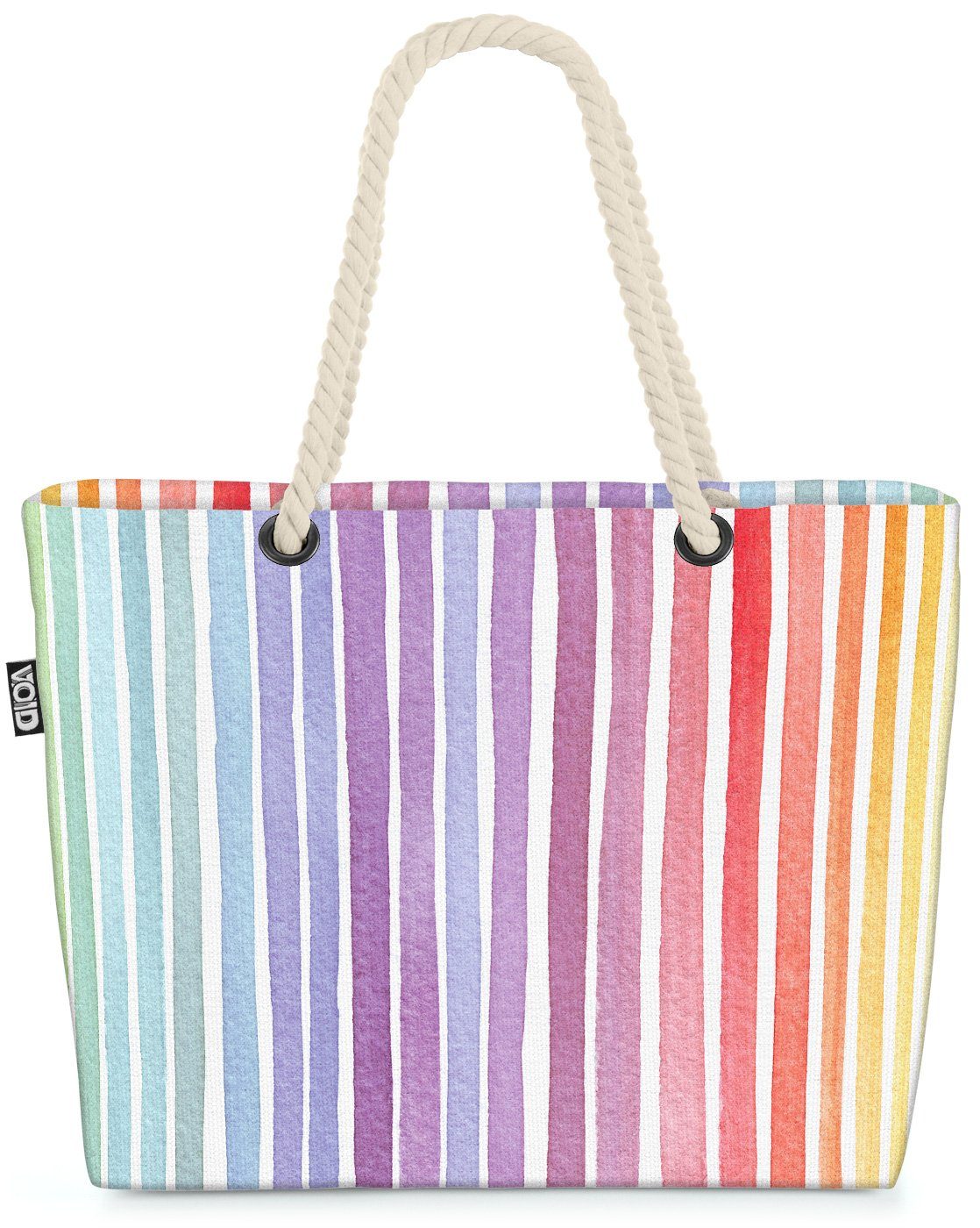VOID Strandtasche (1-tlg), Wasserfarben Streifen Beach Bag gestreift Streifen Farben bunt Baden Schwimmbad