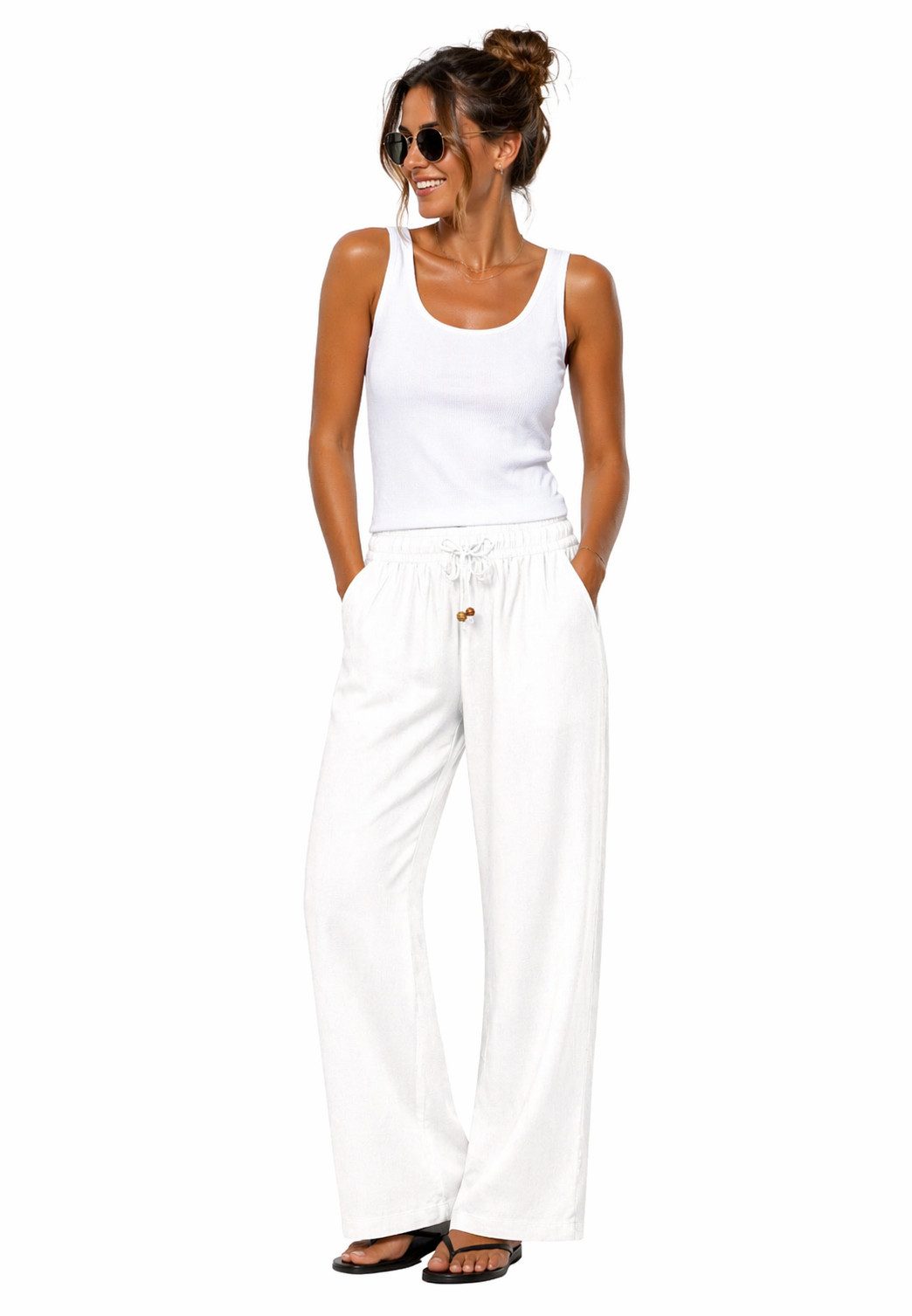 Eight2Nine Chinos Eight2nine Damen Leinen Hose Leinenhose Regular Freizeithose Sommer