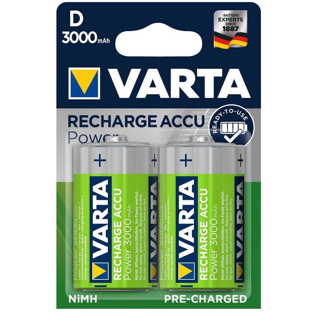 VARTA Mono NiMH Akku Varta Power Play 3000mAh 2er Pack 1,2 Volt Mono D LR20 Akku 3000 mAh (12,0 V)