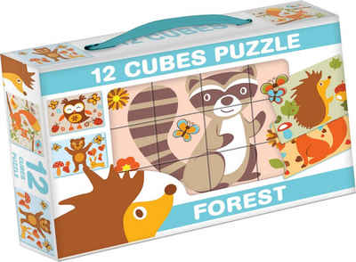 Dohany Würfelpuzzle Bilderwürfel 12-tlg. Kinderpuzzle Waldtiere, Puzzleteile