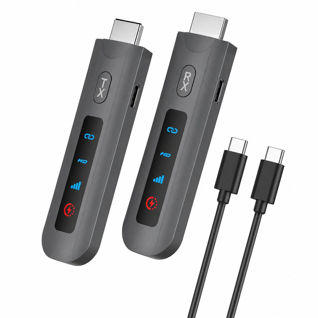 Lisabonde Kabelloser HDMI Transmitter 4K 60Hz, Funkübertragung Set bis zu 50m HDMI-Adapter USB-C (Stromversorgung), HDMI (Typ A) zu HDMI (Typ A)., 4K 60Hz Ultra HD, 50m Reichweite, Plug & Play, Dual-Band 2,4GHz/5GHz