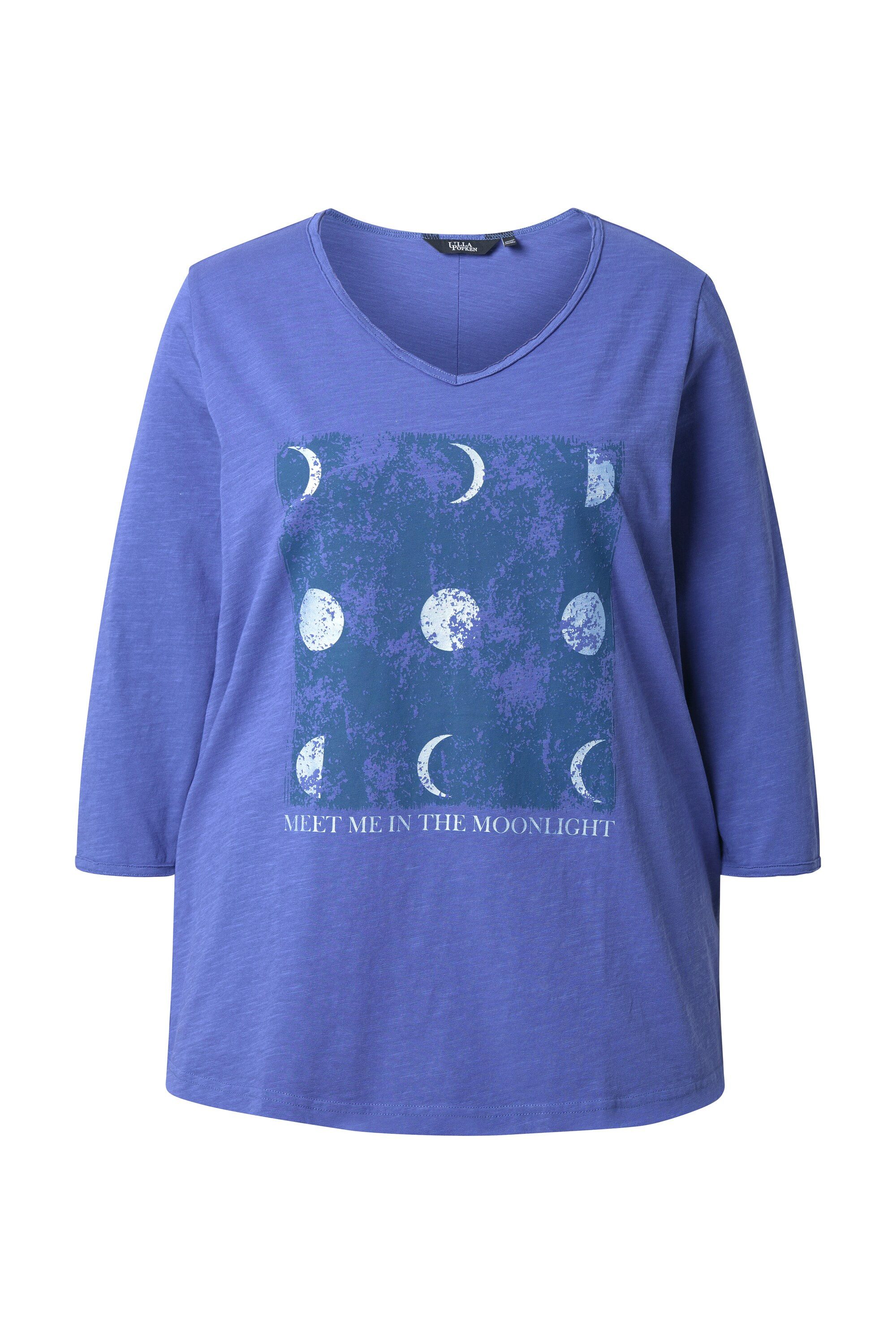 Ulla Popken T-Shirt Shirt Metallic-Motiv A-Linie V-Ausschnitt 3/4-Arm günstig online kaufen