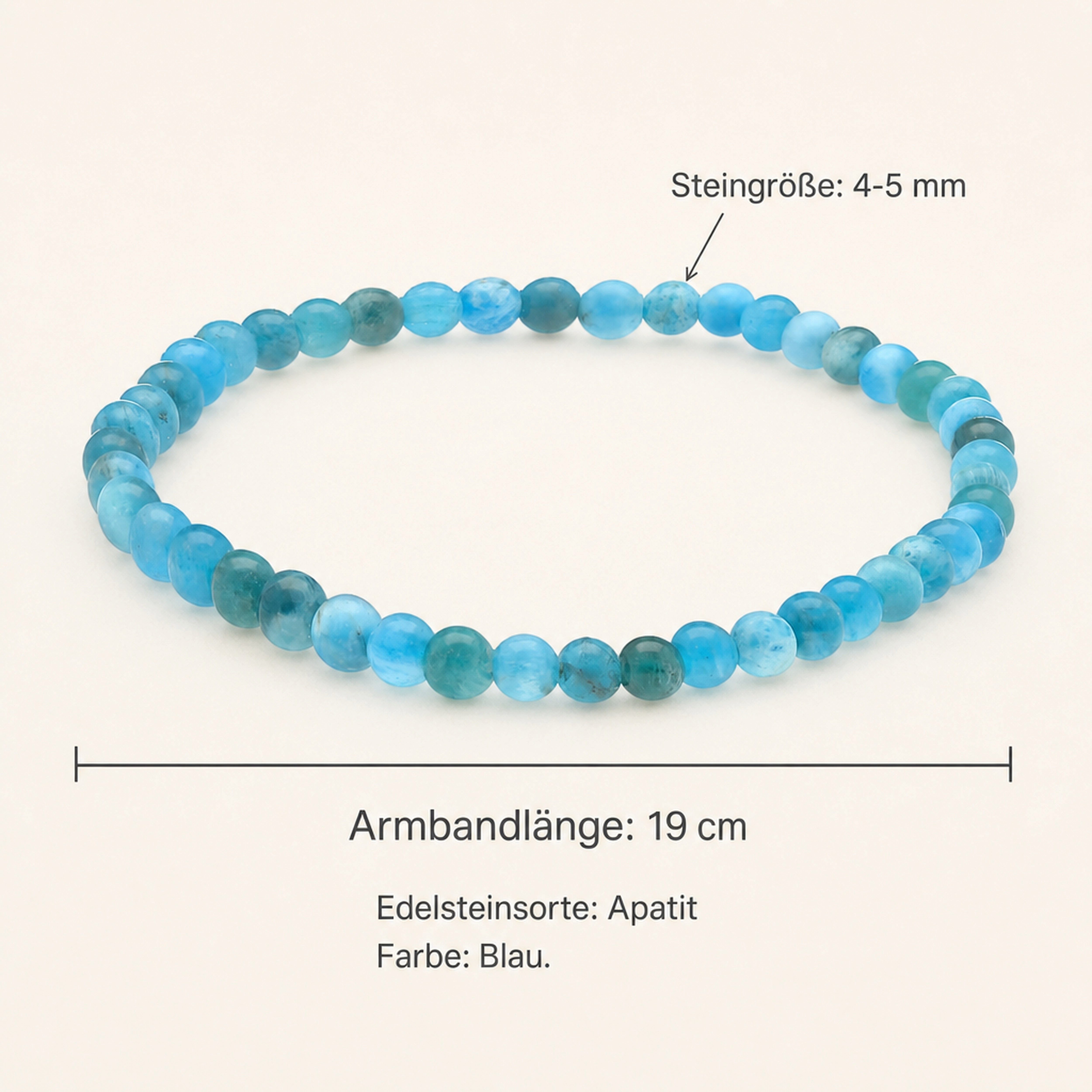 Lebensquelle Plus Armband Apatit Mini-Kugelarmband, 4 mm – Bild 5 von 5