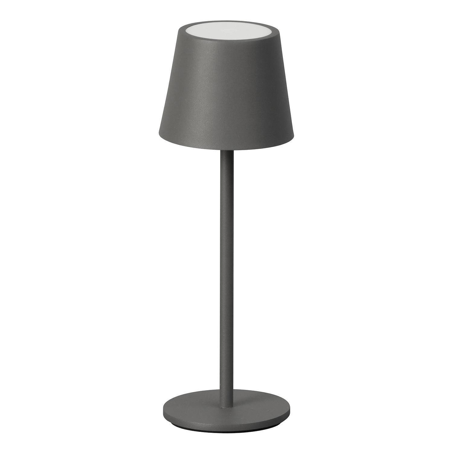 FH Lighting LED Tischleuchte ROXI, H 27,5 cm, Grau, Kunststoff, Akkubetrieben, Anpassung der Farbtemperatur, Dimmfunktion, LED fest integriert, Extra-Warmweiß, IP54 Outdoorgeeignet, inkl. USB-Ladekabel