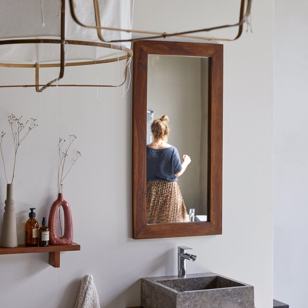 Tikamoon Spiegel Spiegel Palisanderholz massivem cm 100x50 aus