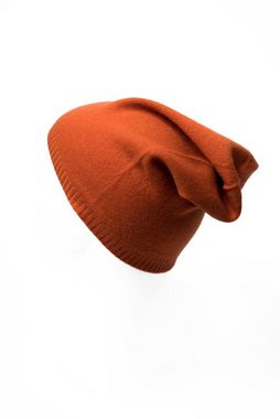 MayTree Strickmütze Kaschmir-Mütze mit Rand (Orange) (Stück, 1-St)
