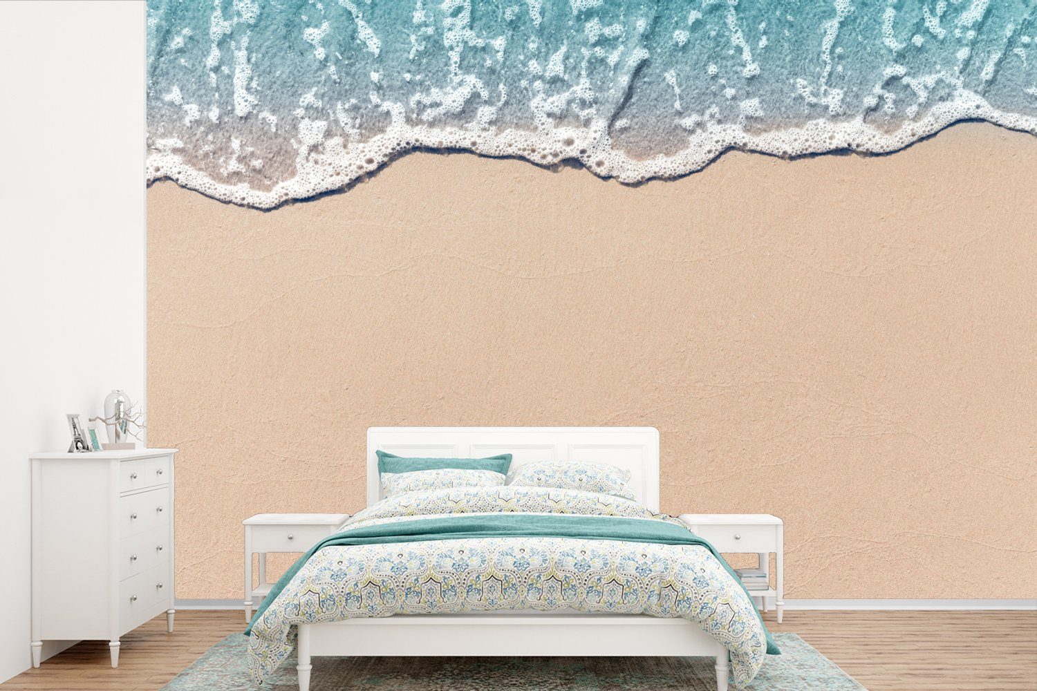 MuchoWow Fototapete Strand - Meer - Sand, Matt, bedruckt, (6 St), Wallpaper für Wohnzimmer, Schlafzimmer, Kinderzimmer, Vinyl Tapete