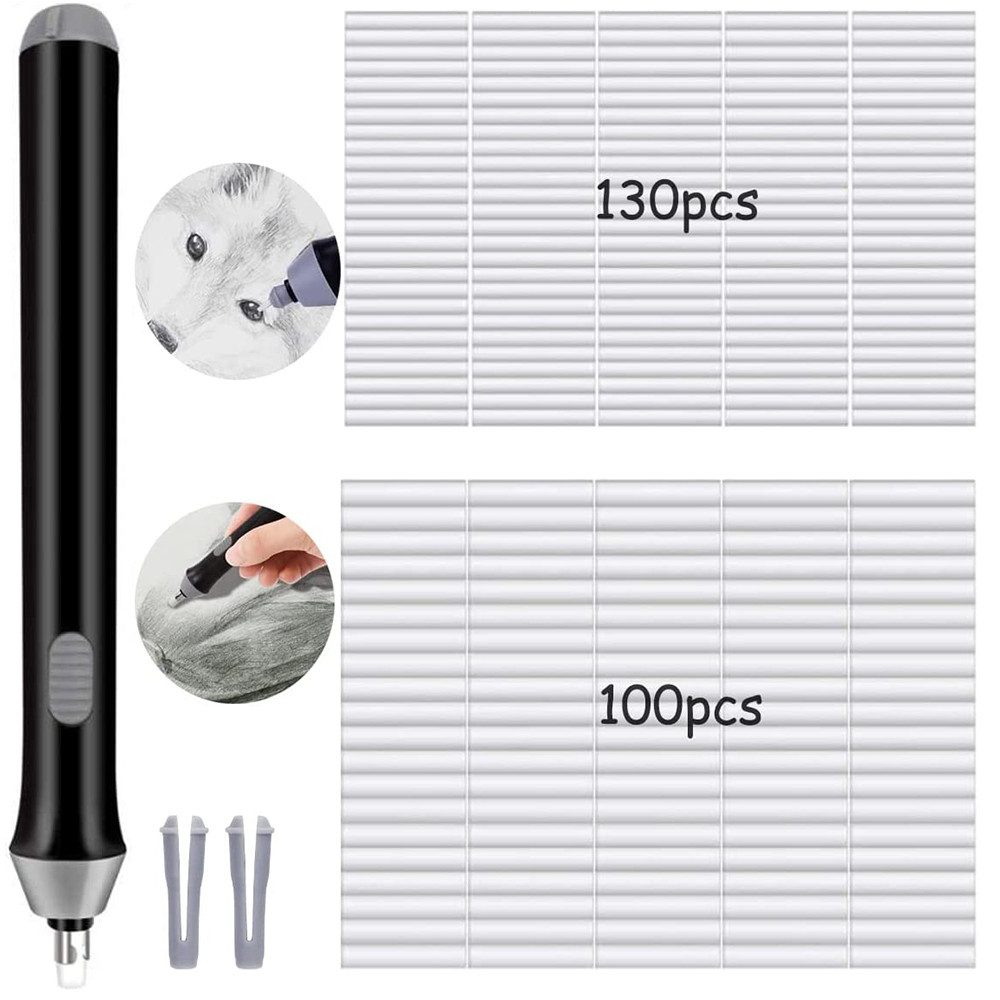 MOPUEA Radiergummi Elektrischer Radiergummi präzises Radieren Korrekturmittel Ersatzminen, Radierer mit batteriebetriebener mit 230 Ersatzradiergummi-Minen