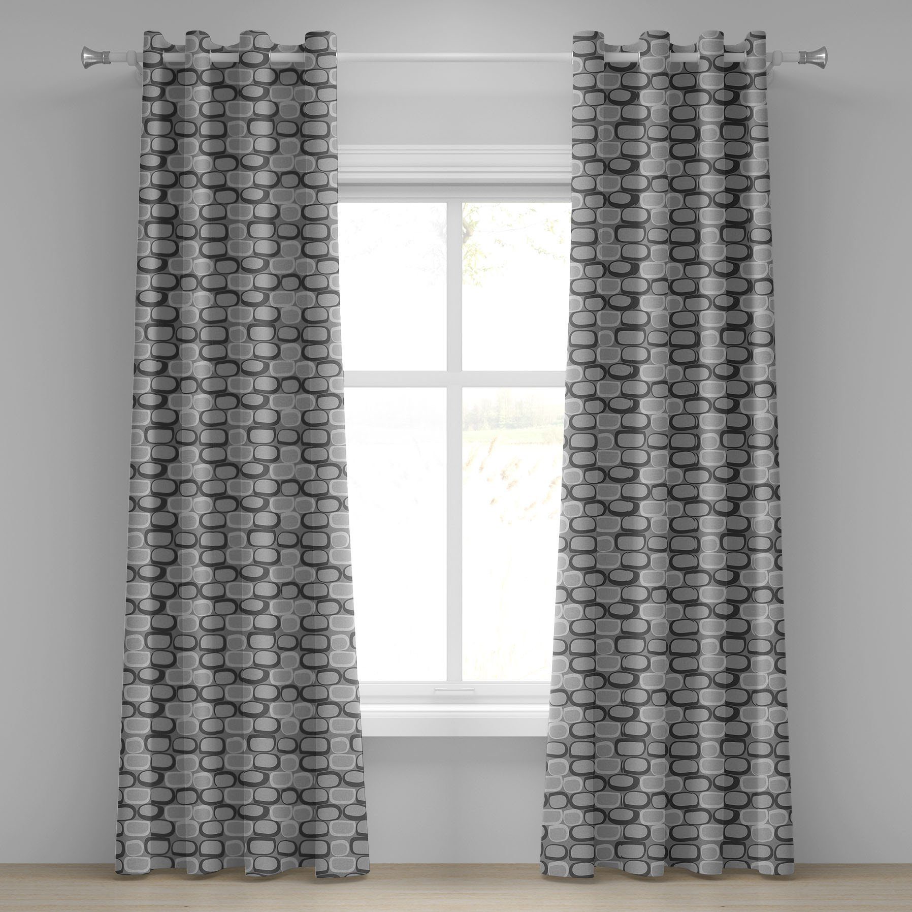 Gardine Dekorative 2-Panel-Fenstervorhänge für Schlafzimmer Wohnzimmer, Abakuhaus, Abstrakt Steinwand-Muster