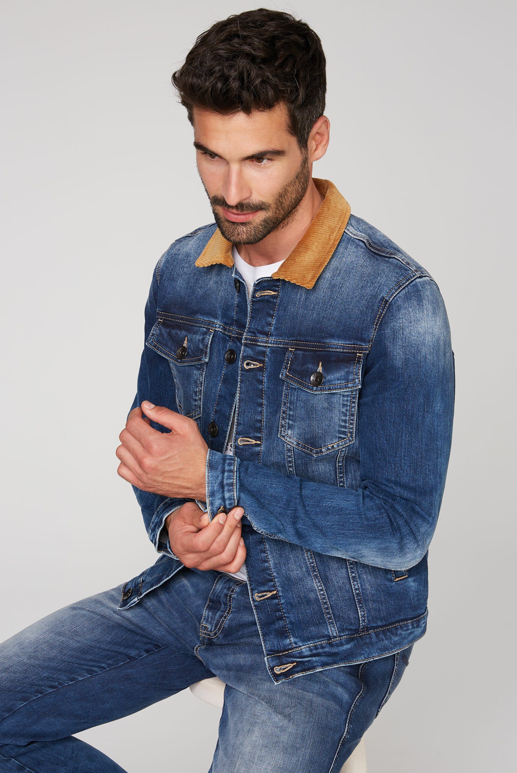 CAMP DAVID Jeansjacke mit Cord-Kragen, Seitliche Einschubtaschen online  kaufen | OTTO