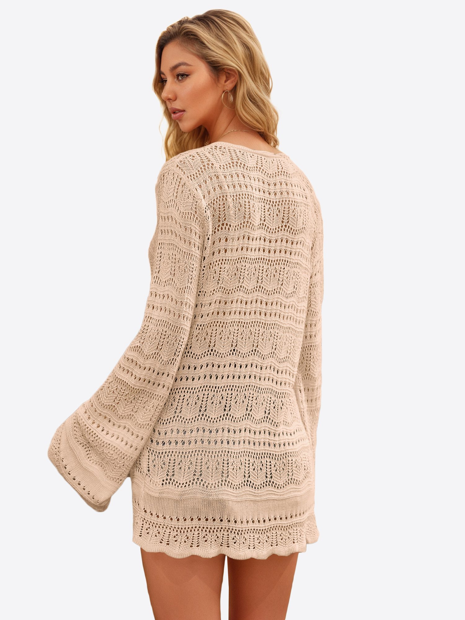 Imily Bela Strickpullover Damen Cover-up-Strickpullover mit Aussparung (Packung, 1-tlg., 1per-Pack) Print