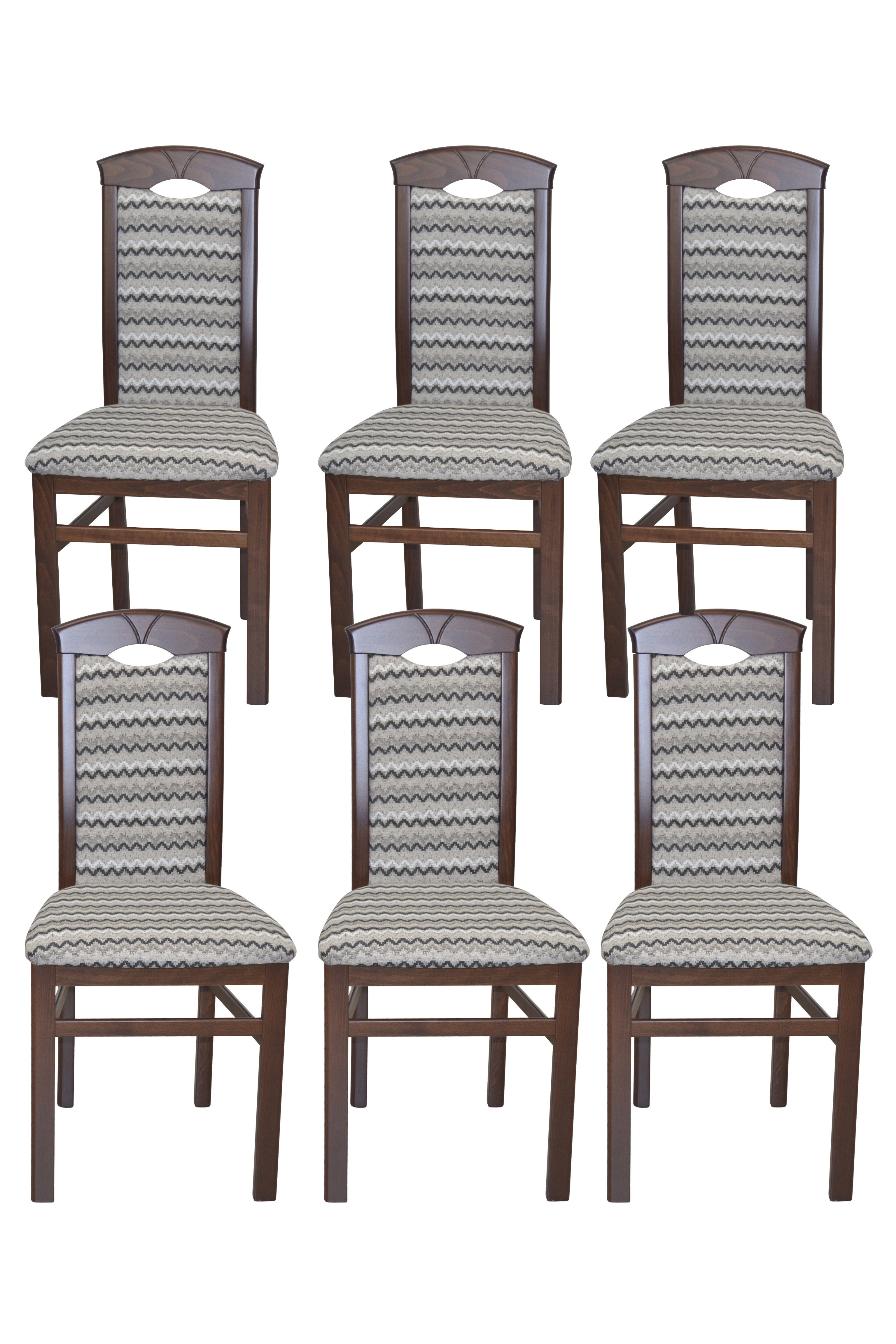 moebel-direkt-online Esszimmerstuhl 6 Stühle (Spar-Set, 6er-Set), Gestell aus Massivholz Farbe2 = Nuss/grau