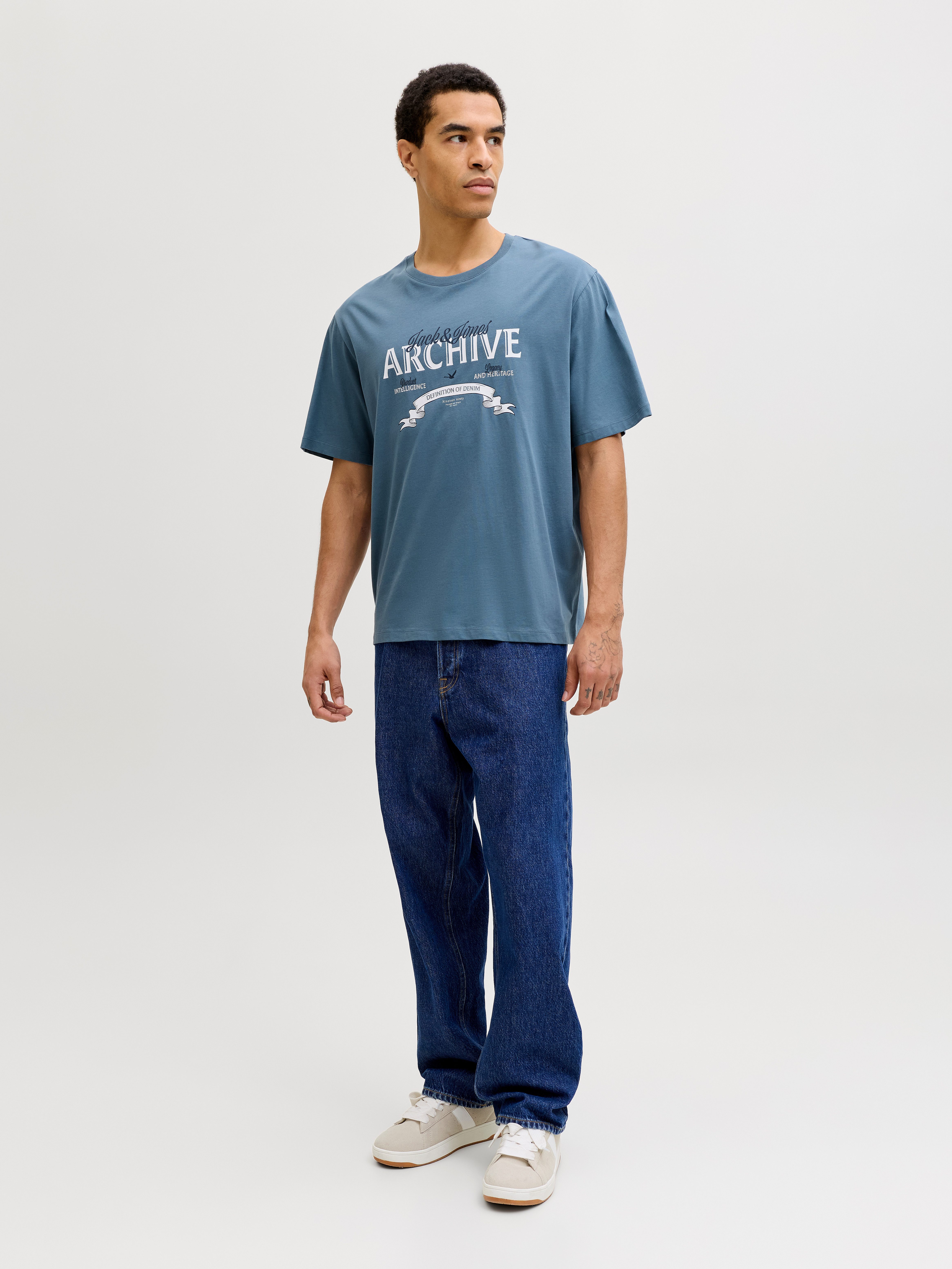 Jack & Jones Rundhalsshirt JJEDOVER DENIM TEE SS O-NECK SN mit Logobranding – Bild 4 von 5