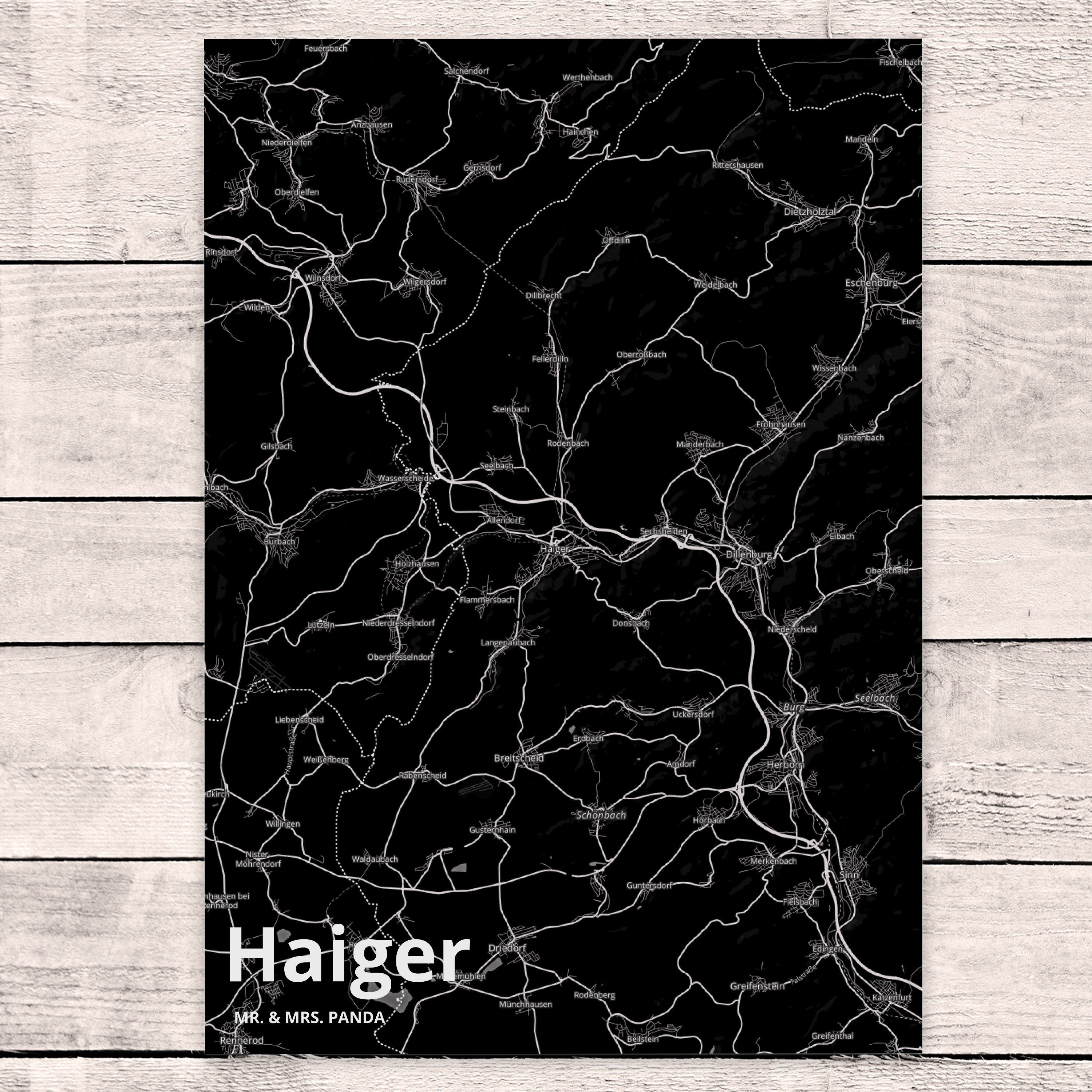 Panda - Mr. Haiger Landkarte Stadt Stadtplan, & Geschenk, Mrs. Ans Postkarte Karte Map Ort, Dorf
