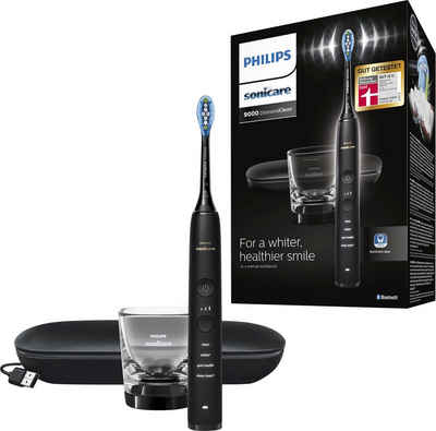 Philips Sonicare Elektrische Zahnbürste DiamondClean 9000 HX9911, Aufsteckbürsten: 1 St., mit Schalltechnologie, Ladeglass, USB-Reiseetui