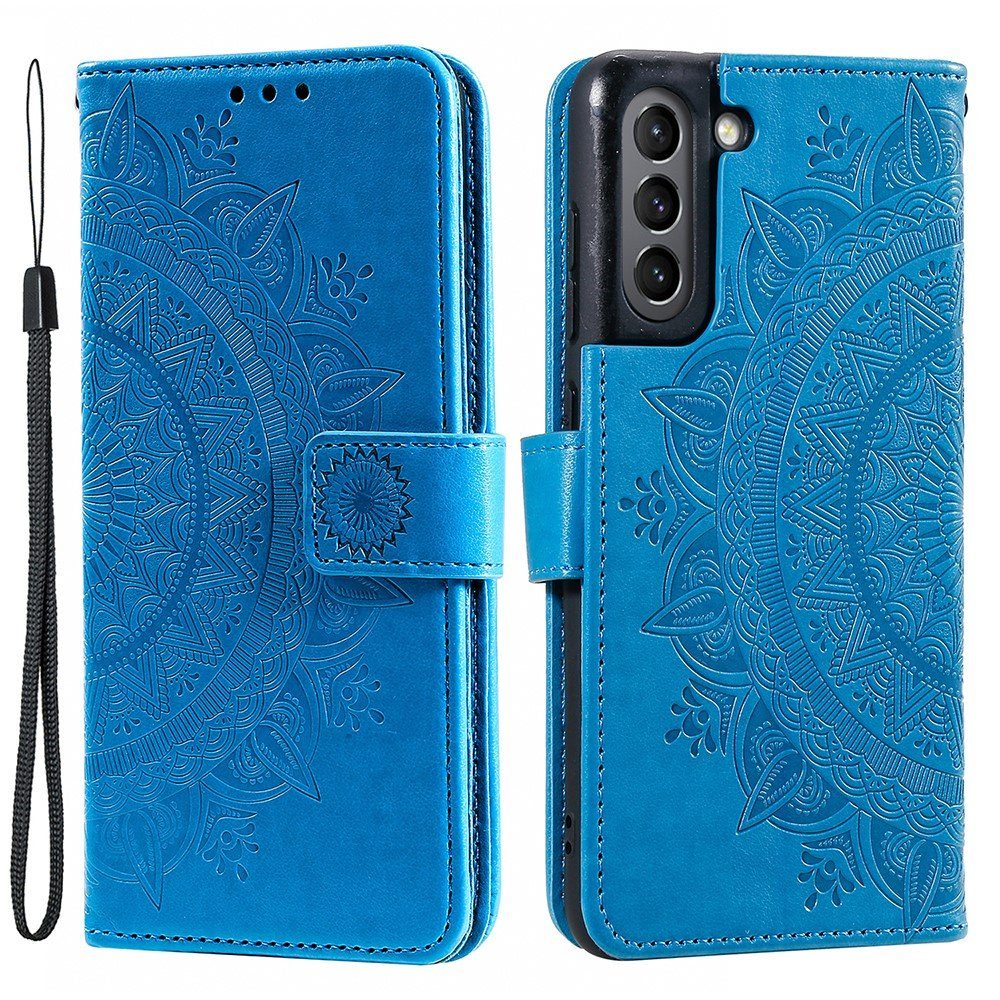 CoverKingz Handyhülle Hülle für Samsung Galaxy S21 FE Handyhülle Flip Case Cover Tasche 16,5 cm (6,5 Zoll), Klapphülle Schutzhülle mit Kartenfach Schutztasche Motiv Mandala