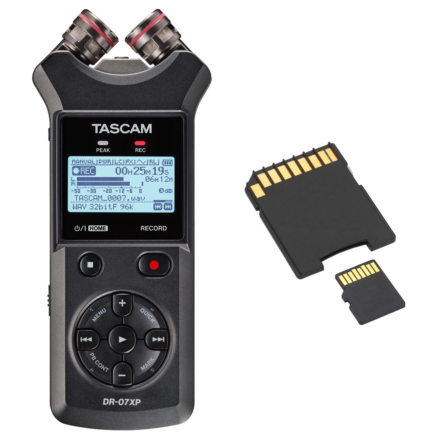 Tascam Tascam Audio-Recorder DR-07XP mit SD-Karte Digitales Aufnahmegerät (Vorteils-Set mit SD-Karte)