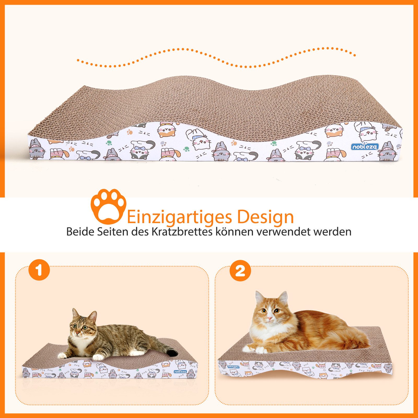 nobleza Kratzpappe 2 Stücke katzen kratzbrett mit Minze, Wellpappe Kratzmatten