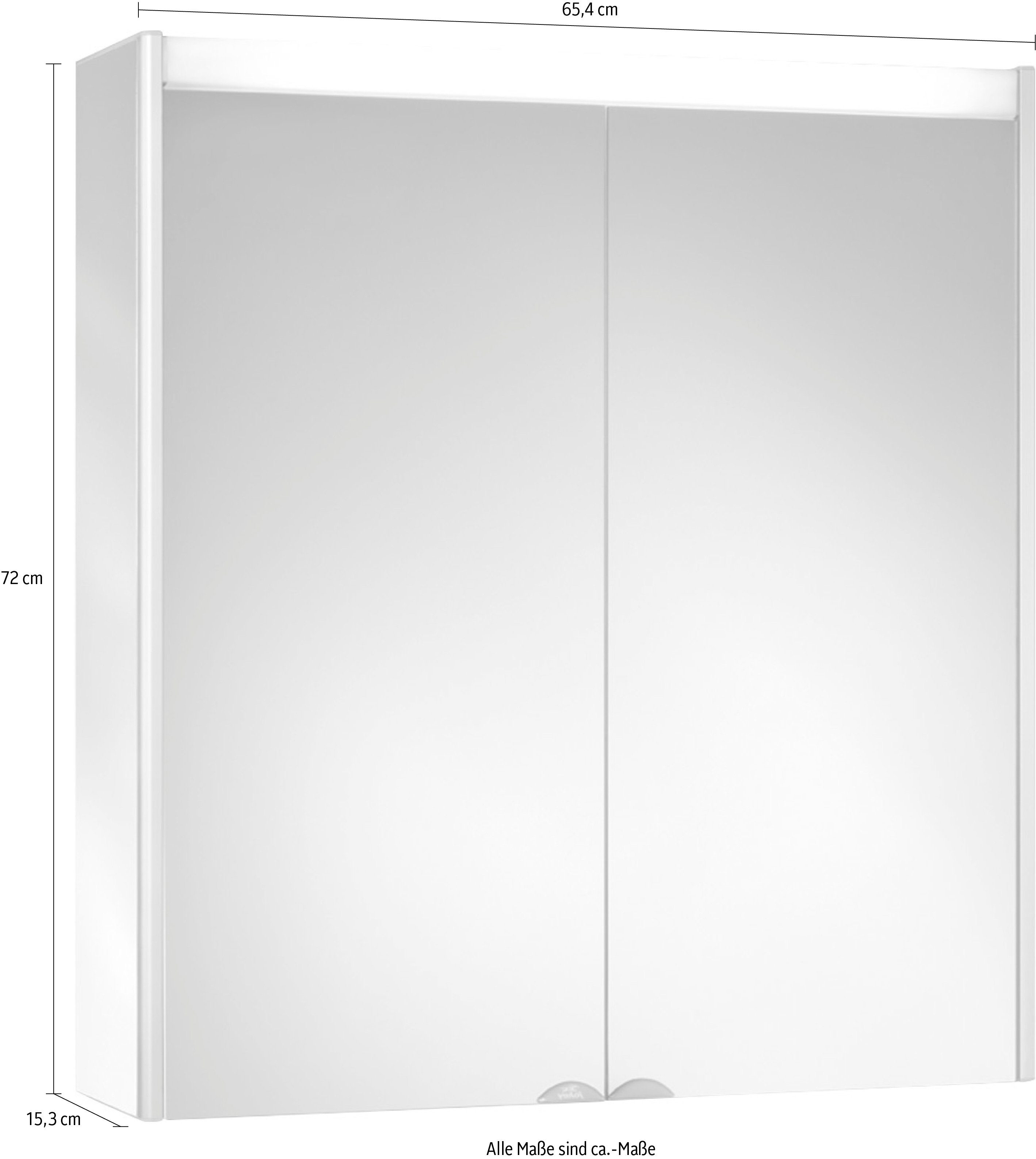 | Aluminium, Aluminium/Eiche-Trüffel breit Alu LED 65,4cm Spiegelschrank Dekor Eiche-Trüffel jokey