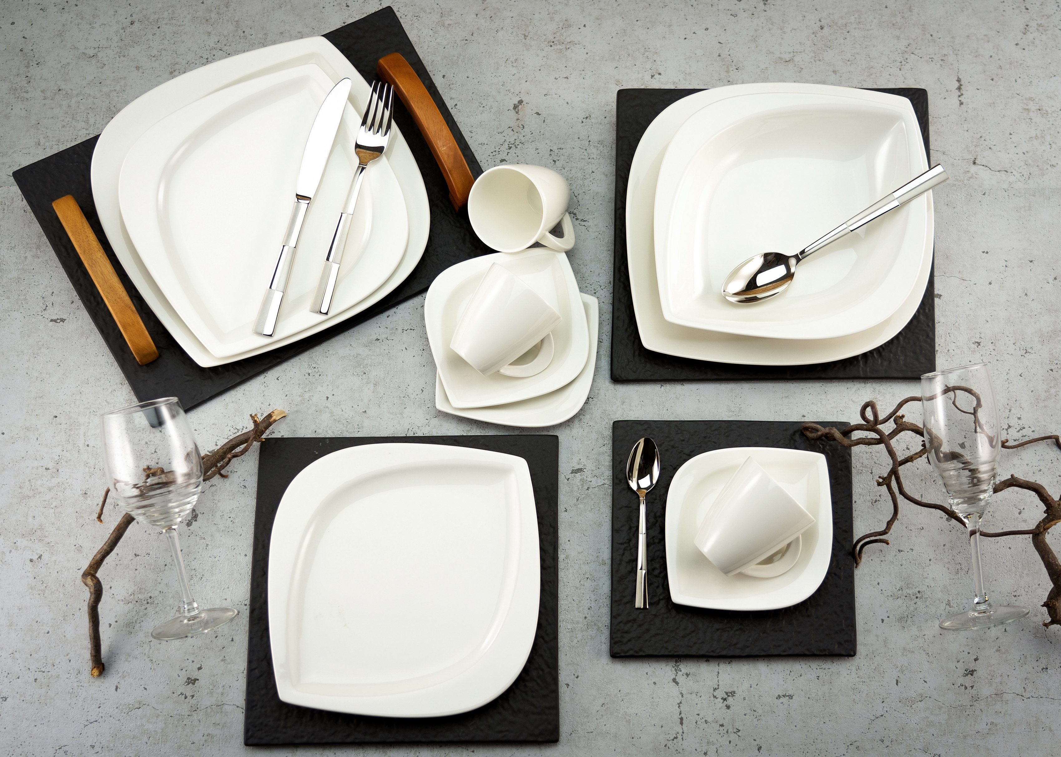 30 6 Geschirr-Set Service, Kombiservice Personen, (30-tlg), elegante für Teile, Melbourne Personen CreaTable Blattform, 6 Porzellan,