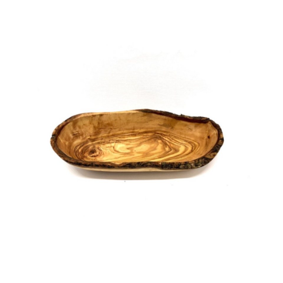 Olivenholz-erleben Brotschale Schale oval rustikal XXL 17-22 cm, (1-tlg),  antibakterielle Wirkung 100 % Handarbeit