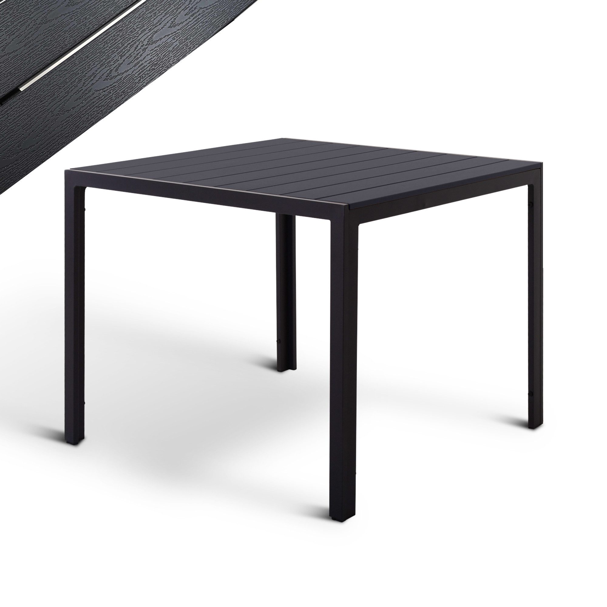 Raburg Gartentisch Outdoor Esstisch, Balkontisch Holzoptik, Harvey XXL, 90x90 cm, 74 cm hoch, Terrassentisch Alurahmen/Kunststoff