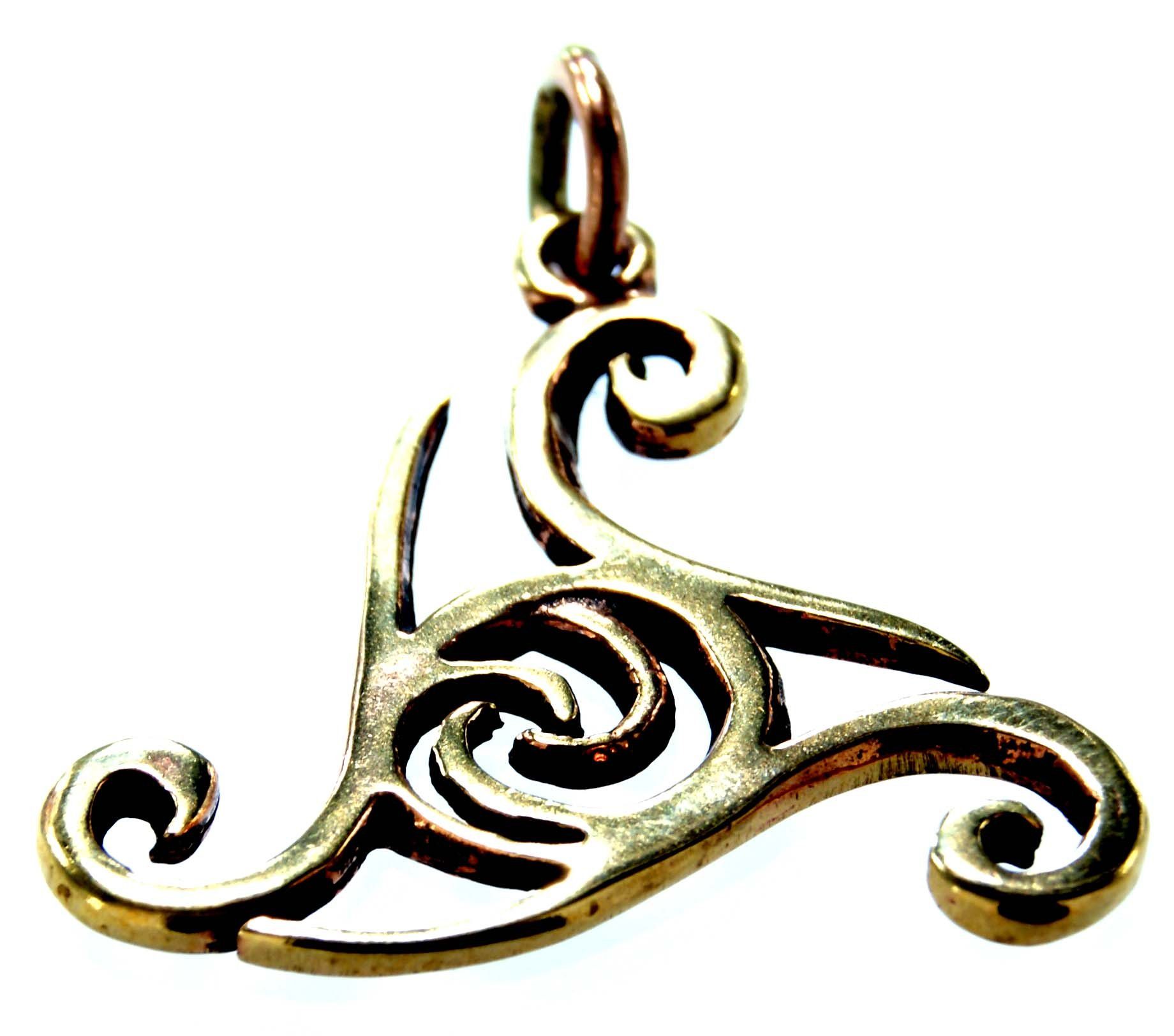 Anhänger Amulett Spirale of Leather Kiss Kettenanhänger Triskelen Dreier Bronze Kelten Triskele Triskel