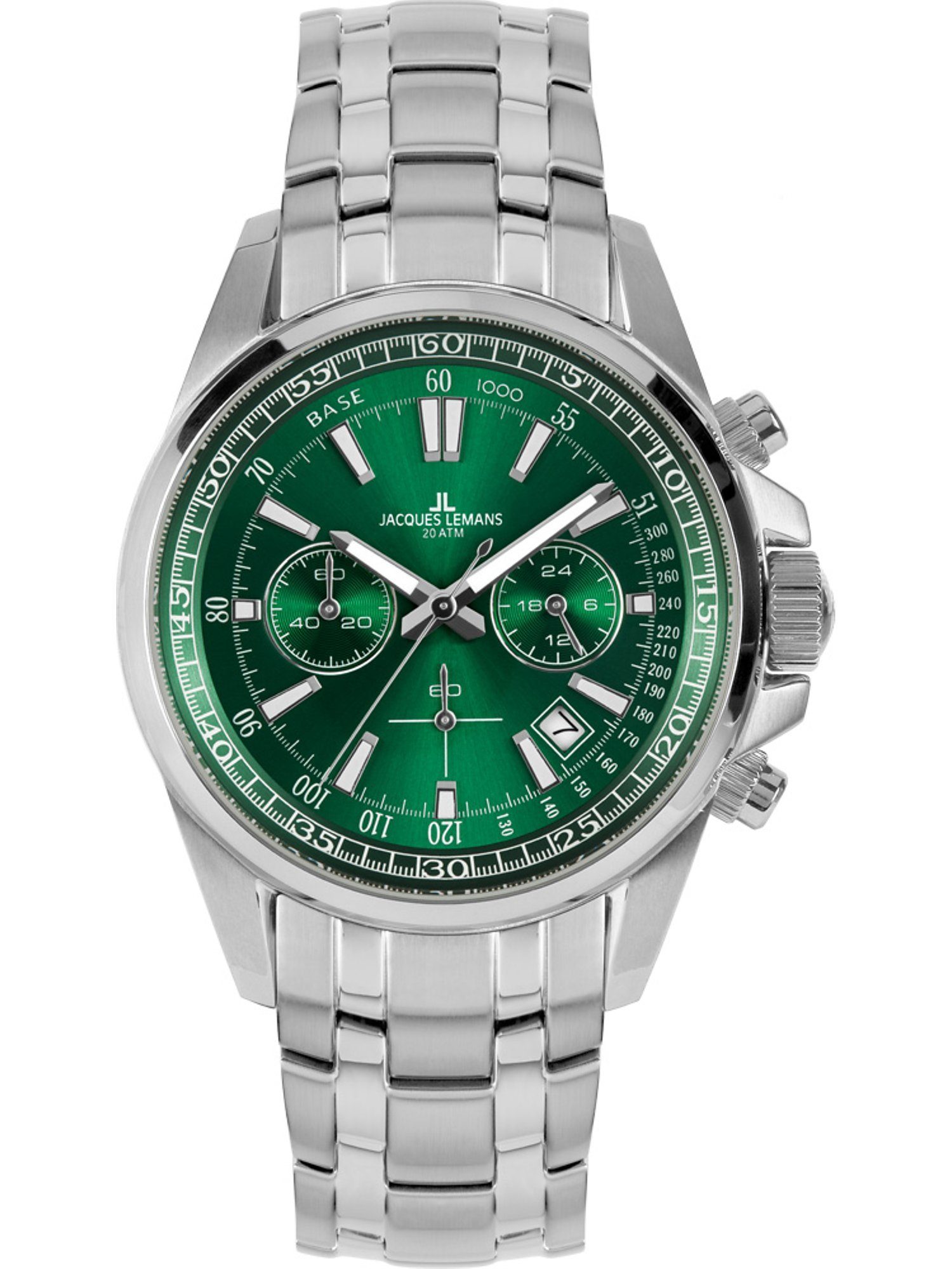 Jacques Lemans Chronograph Jacques Lemans Herren-Uhren Analog Quarz, Klassikuhr grün