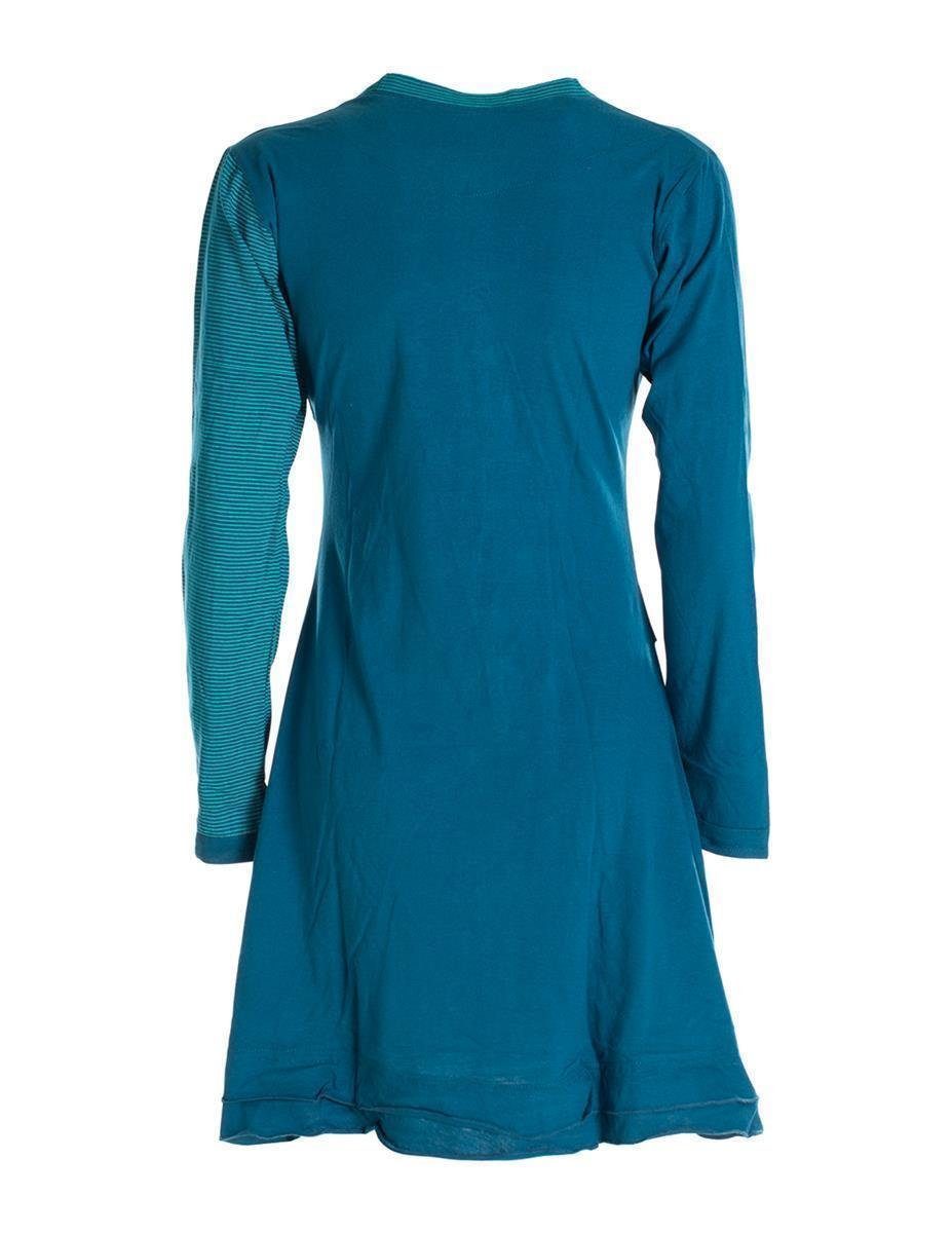 Vishes Jerseykleid Asymmetrisches Langarm Damen Baumwoll-Keid Shirt-Kleid Ethno, Elfen Style, Sweat-Kleid