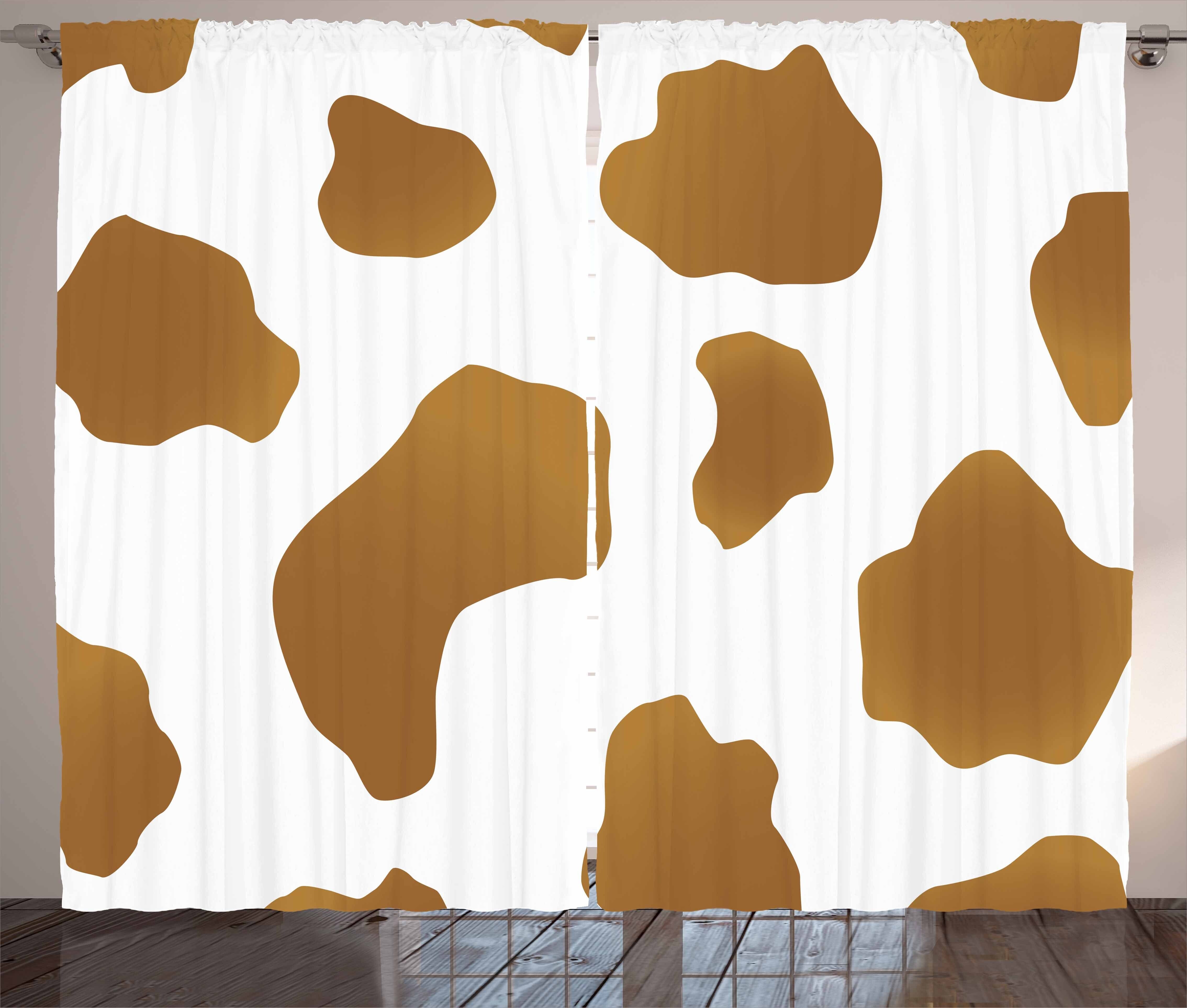Gardine Schlafzimmer Kräuselband Vorhang mit Schlaufen und Haken, Abakuhaus, Kuh-Druck Brown Spots auf Cow