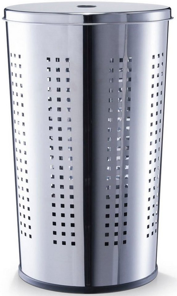 Zeller Present Wäschetonne, Höhe 58 cm, verchromtes Metall, Gelocht, für  adäquate Luftzirkulation