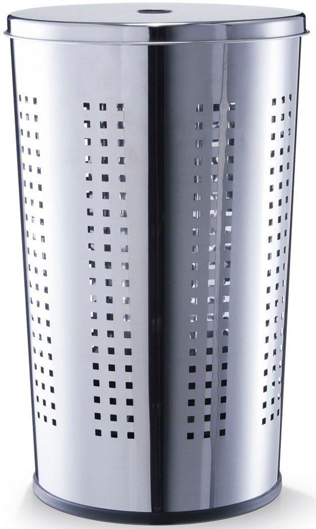 Zeller Present Wäschetonne, Höhe 58 cm, verchromtes Metall, Deckel aus hochwertigem Edelstahl