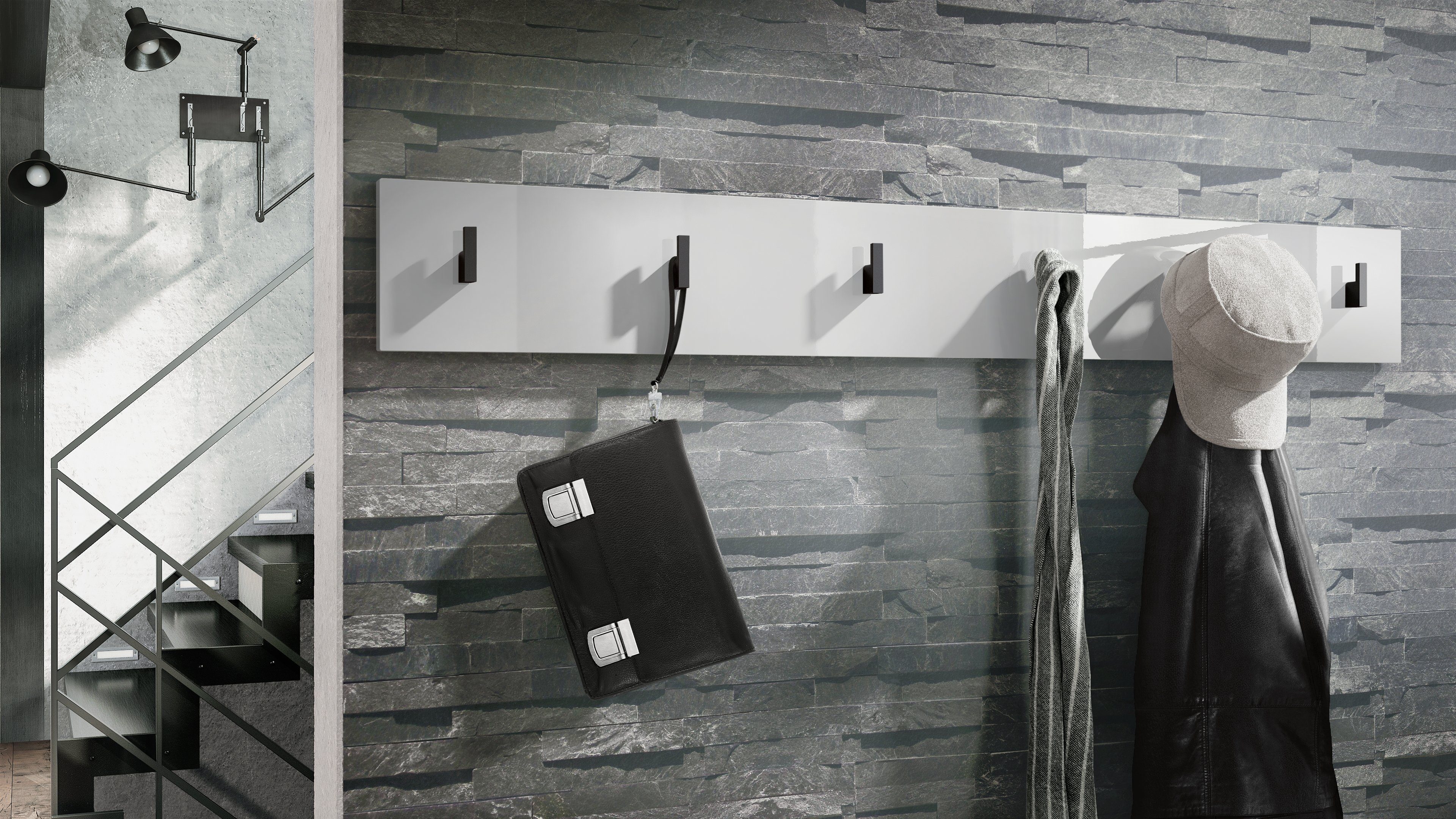 Vladon Garderobenpaneel Linea V1 (Wandgarderobe, mit 6 Kleiderhaken), Weiß günstig online kaufen