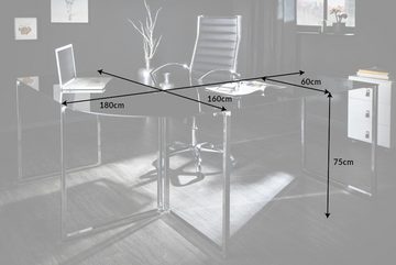 riess-ambiente Eckschreibtisch BIG DEAL 180cm schwarz / silber, Arbeitszimmer · Glas · Metall · groß · Modern Design · Home Office