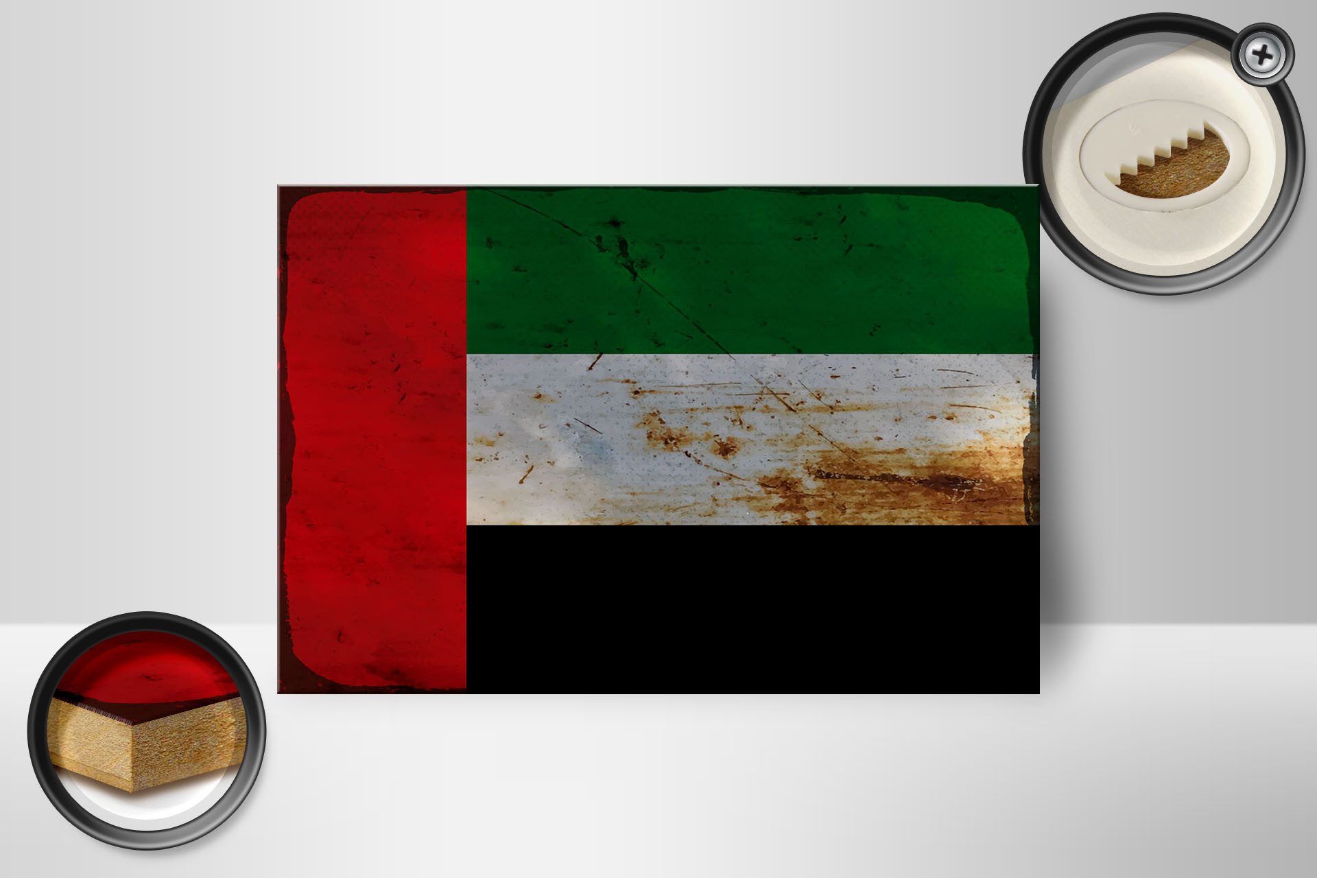 Femer GmbH Holzbild Flagge Arabische Emirate 18x12 cm Flag Rost, Flaggen (1 St), Glatte Holzfaserplatte (MDF), vorn beschichtet
