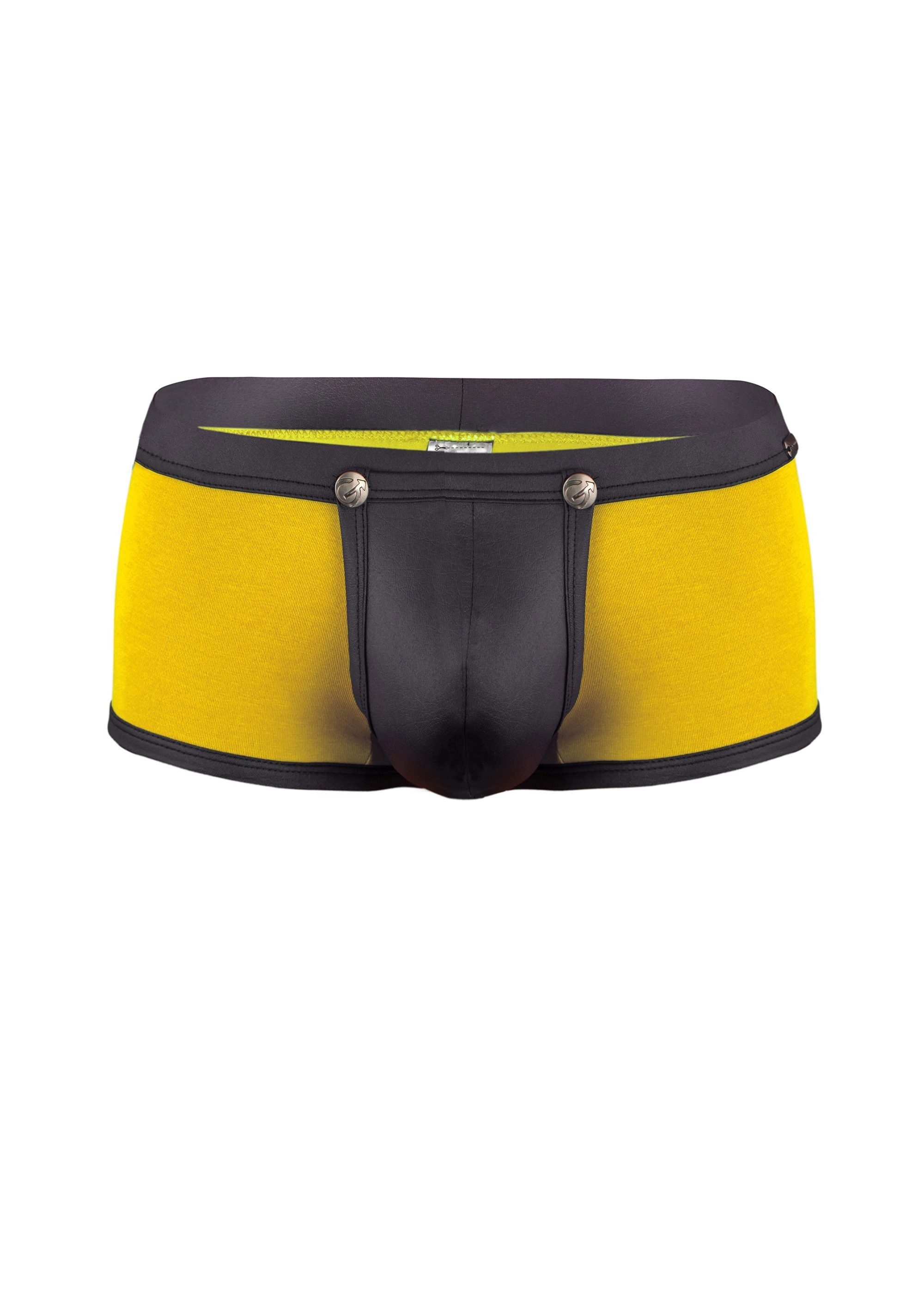 or Boxer erotisch 1-St) Druckknöpfen mit Yellow Zipp Push Geronimo (Mini-Boxer, Boxershorts Erotic