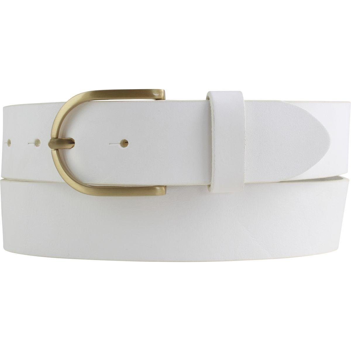 BELTINGER Ledergürtel Damen-Gürtel aus Vollrindleder 4 cm - Jeans-Gürtel für Damen 40mm - Vo Weiß, Gold