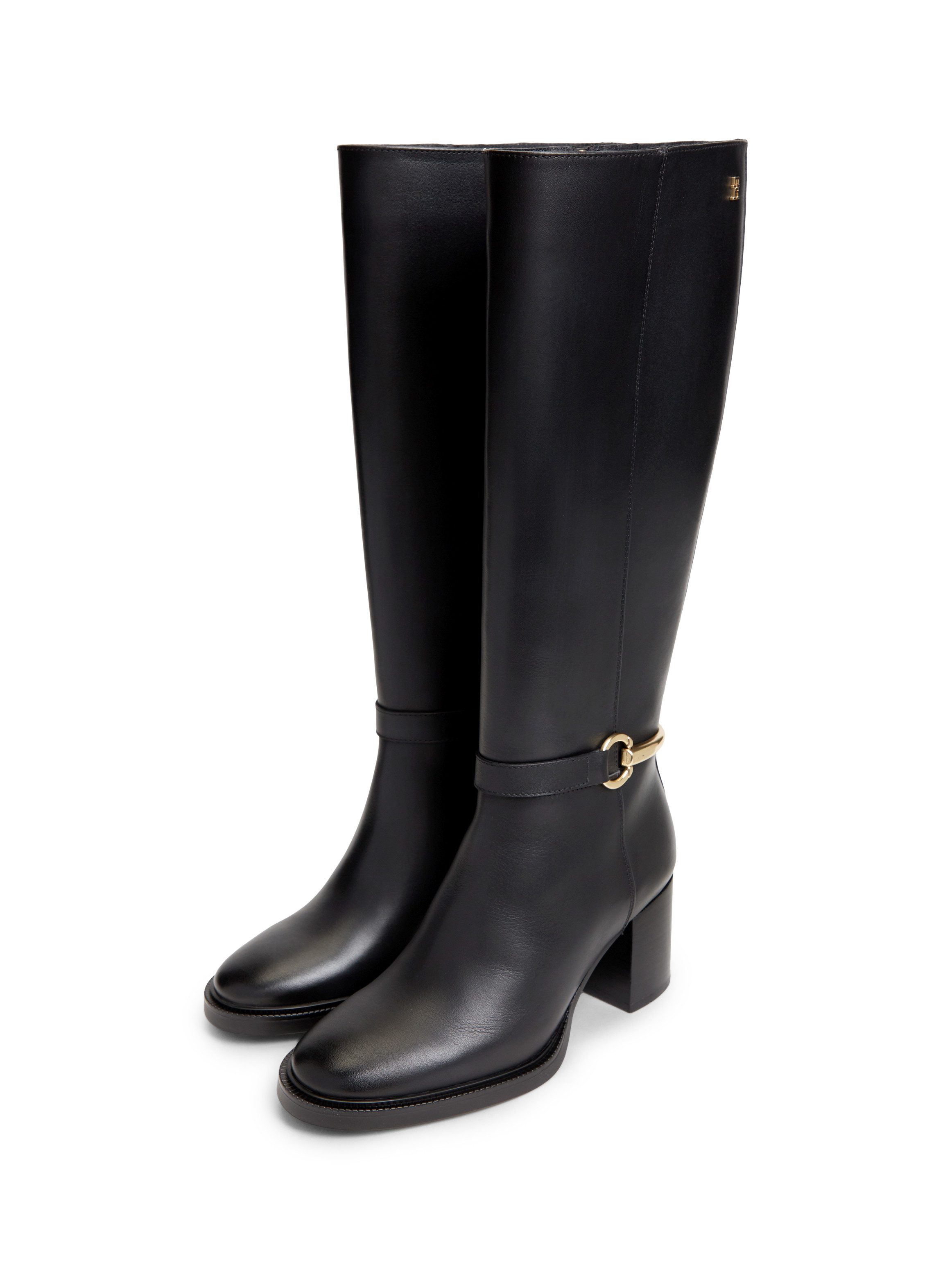 Tommy Hilfiger TH STUD HEEL RIDING KNEE BOOT Stiefel Blockabsatz, Langschaftstiefel mit modischem Zierriegel