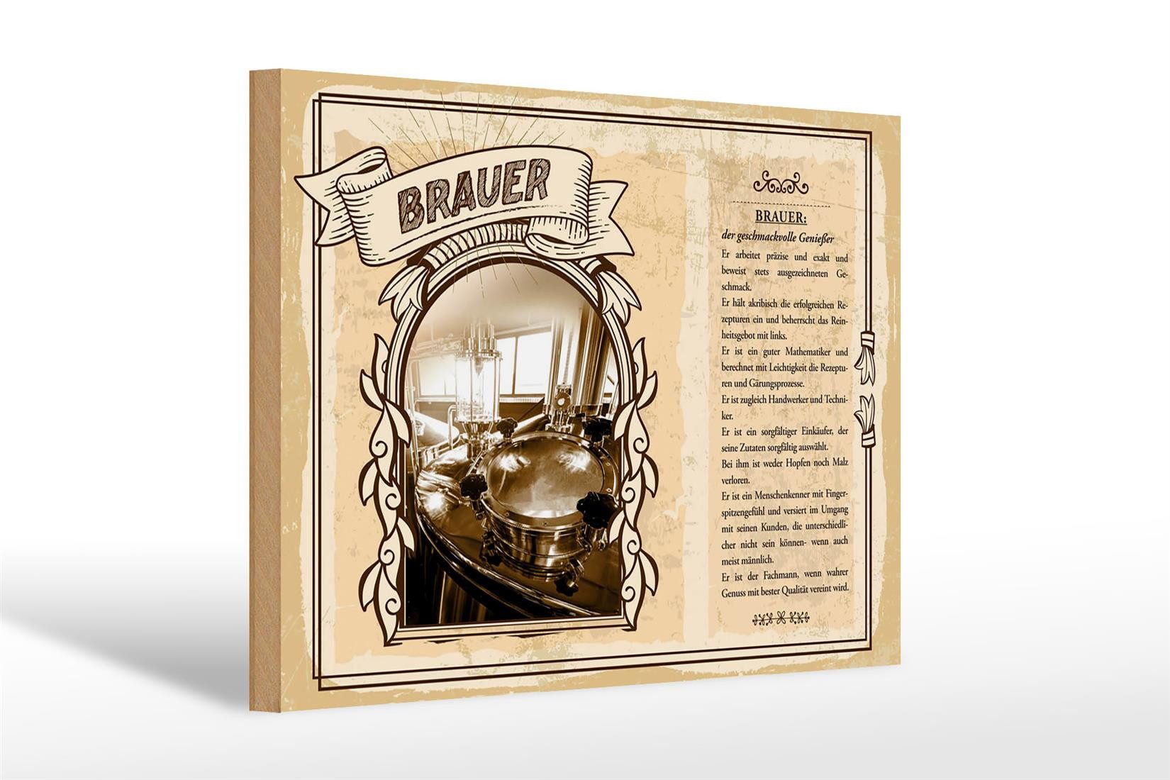 Femer GmbH Holzbild Berufe 30x20cm Brauer geschmackvoller Genießer, Beruf Arbeit (1 St), Glatte Holzfaserplatte (MDF), vorn beschichtet