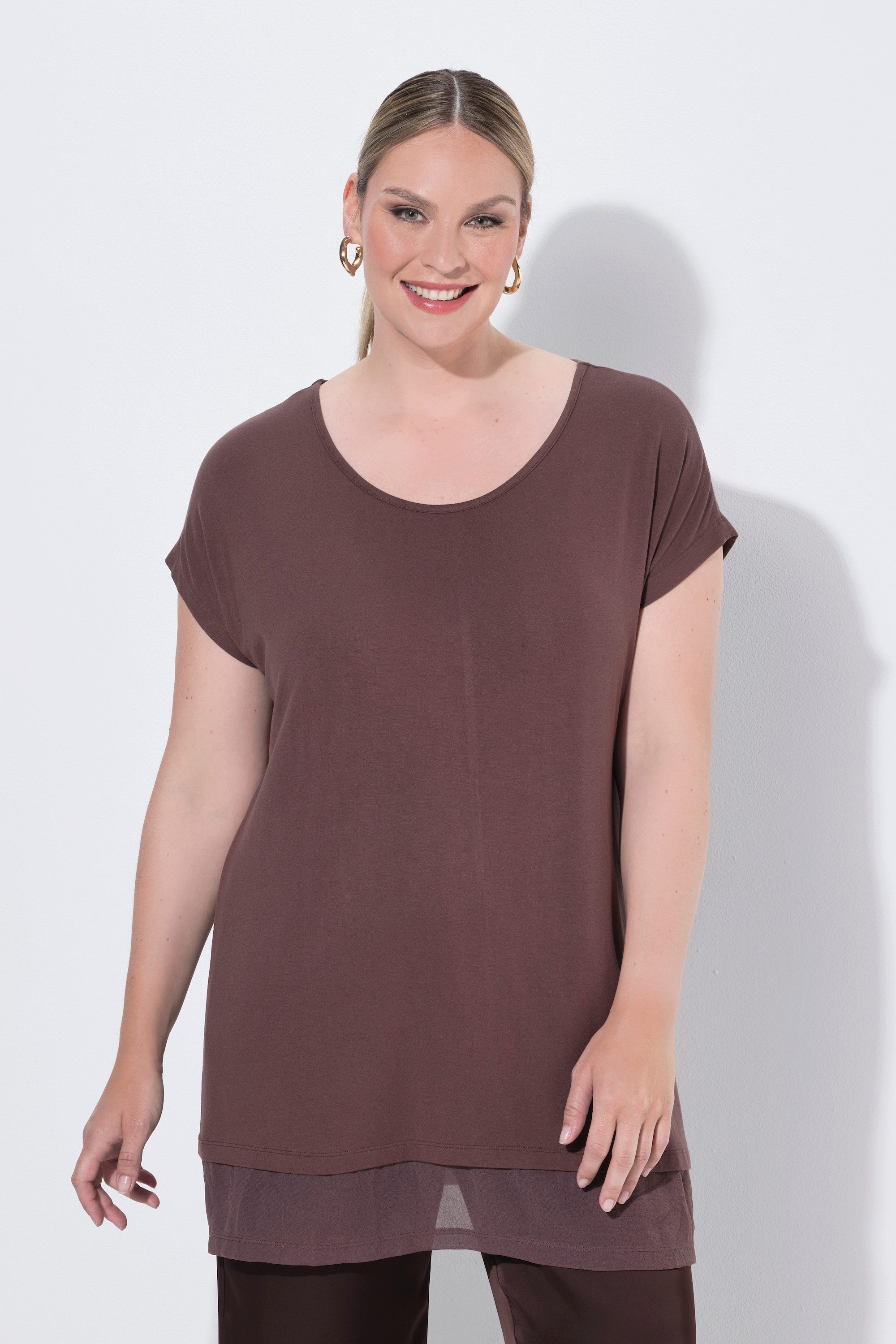 T-Shirt T-Shirt A-Linie Chiffon-Saum