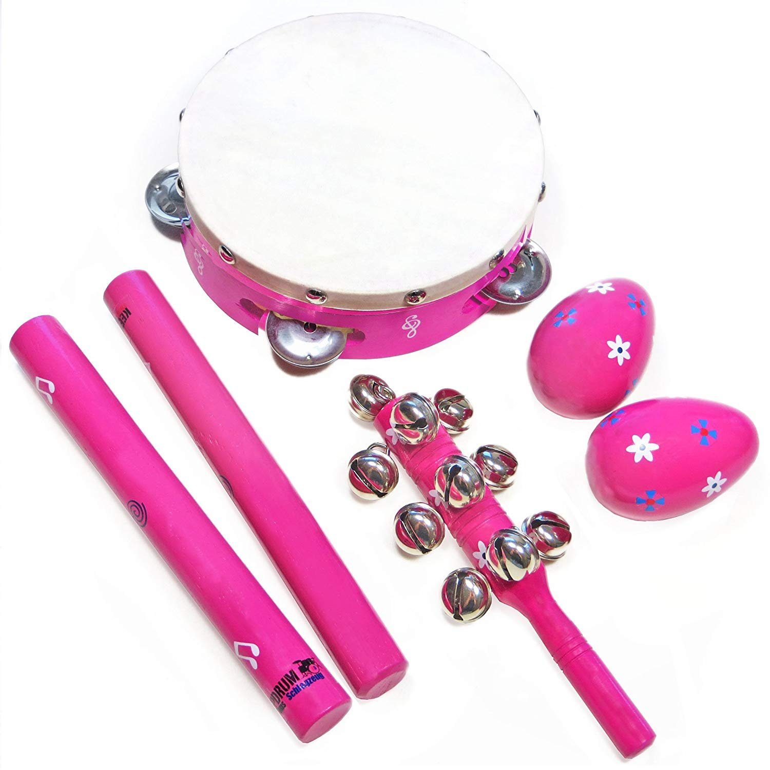 keepdrum Kinderschlagzeug KDLT4C Kinder Percussion-Set Pink 5 teilig